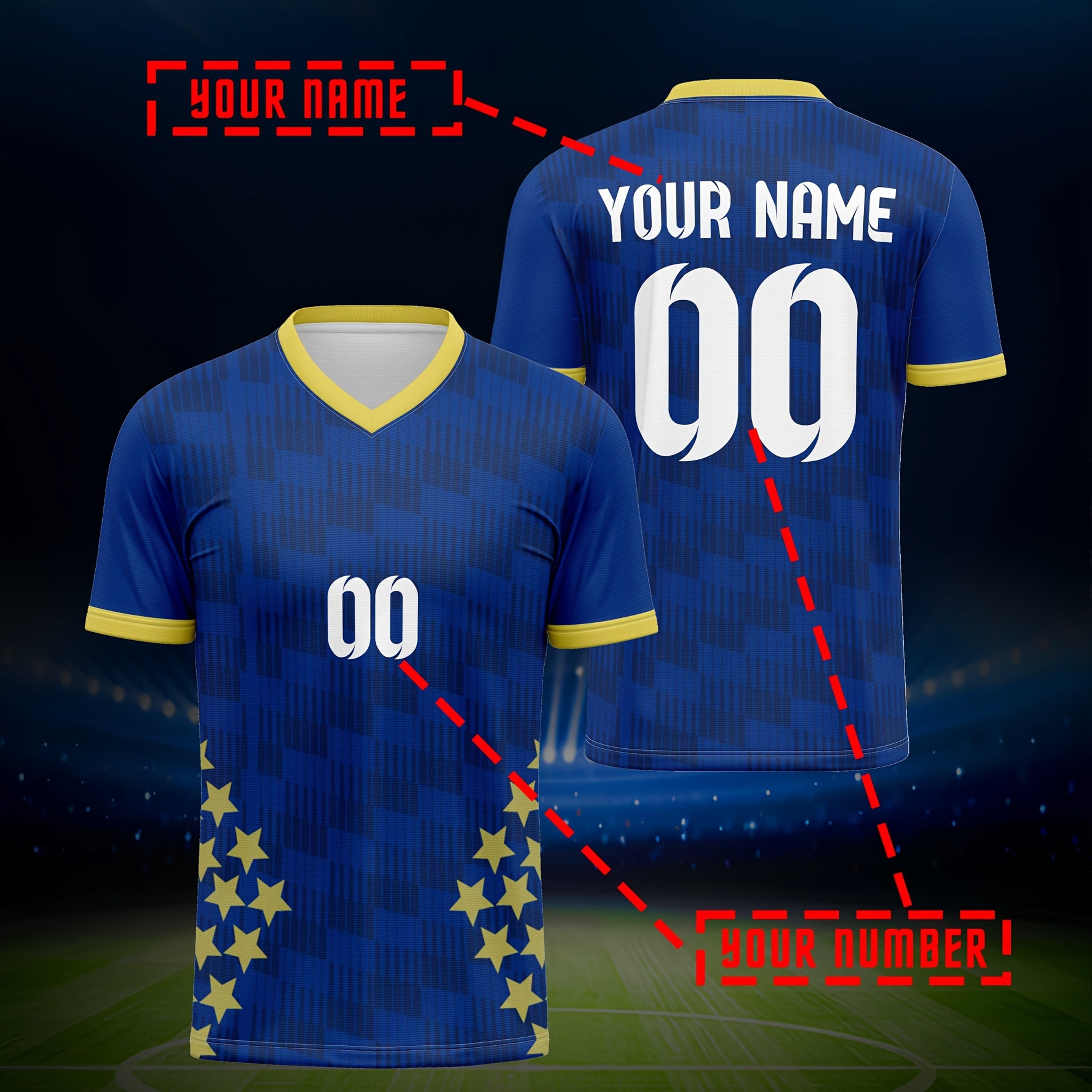 TEMU Custom Name & Number V-neck Soccer Jersey - Jersey Suitable For Training, Casual Wear, Uniforms, Breathable Machine-washable Suit For - Outdoor