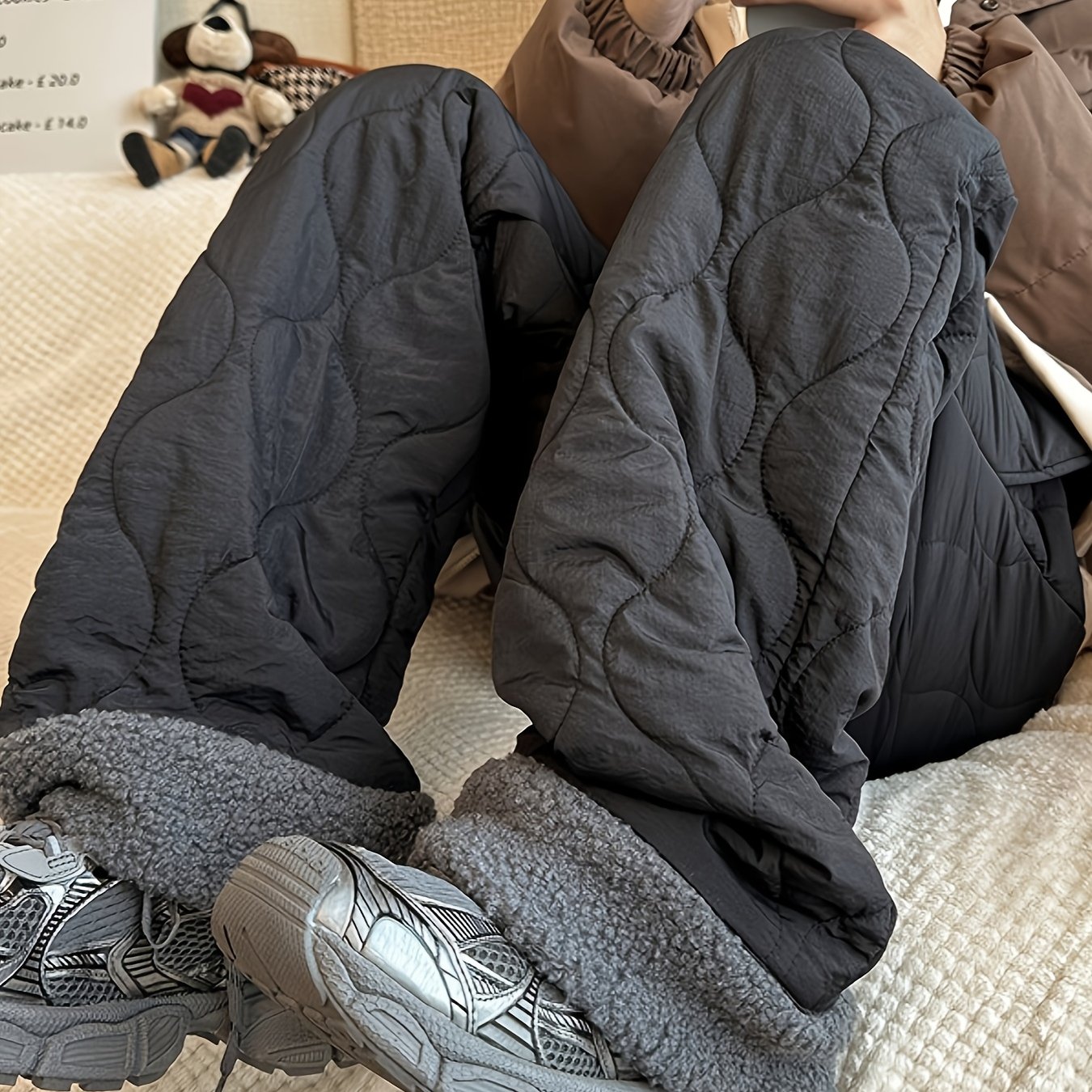 TEMU メンズ厚手パンツ 防寒・高品質 冬のトレンド 万能 カジュアル ルーズ ファッション だらしないけど快適 男女兼用