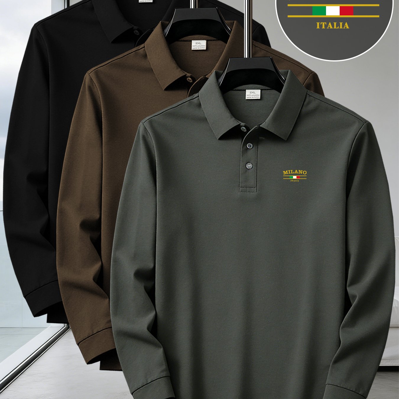 TEMU 3pcs Pattern Plus Size Men's Outdoor Golf & Equestrian Casual Shirt, Long Sleeve, Mature Men's Business Casual, Breathable And Comfortable,