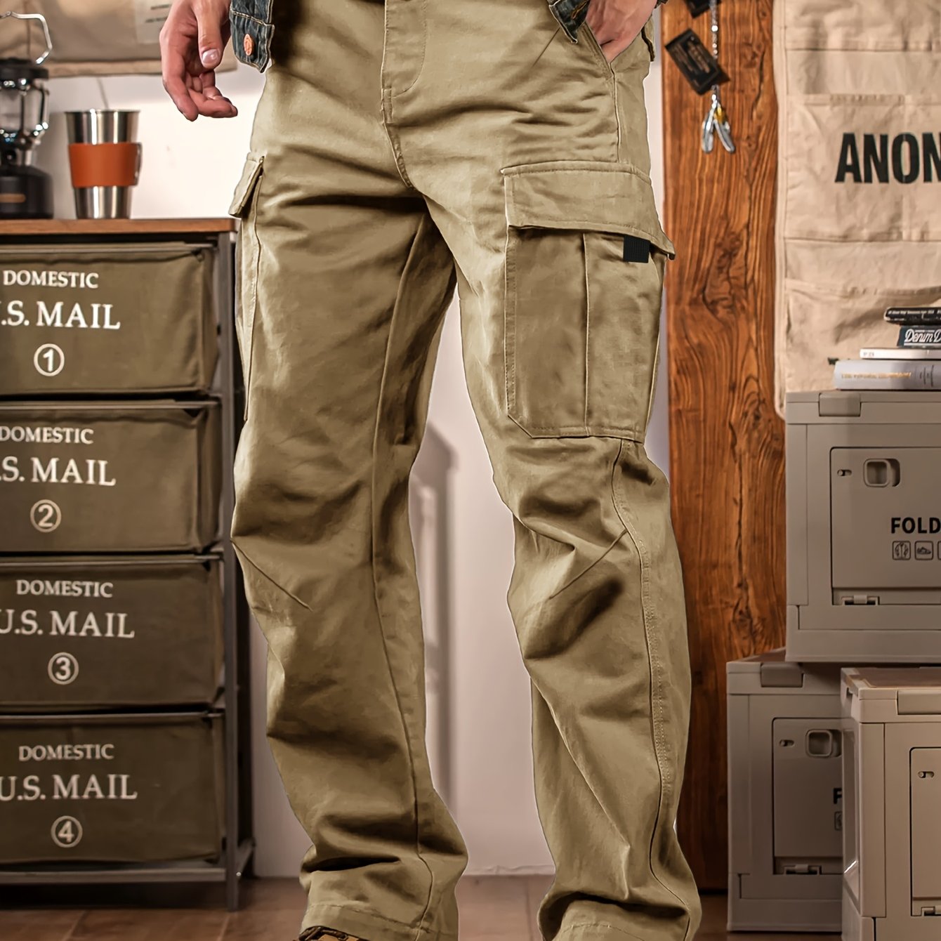 TEMU Obm Men's Spring/autumn Outdoor Travel Work Pants - Versatile Casual Long Pants Suitable For Commuting, Outdoor Leisure, Travel, And Camping