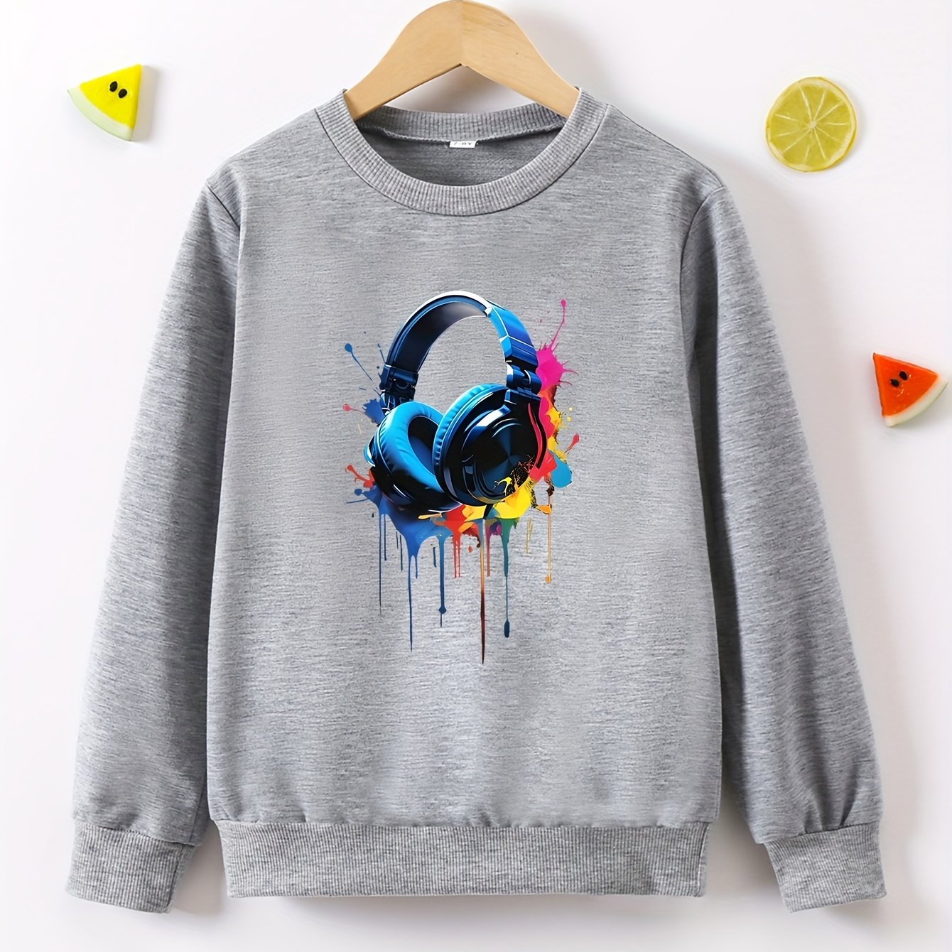 TEMU Übergroße Computer-Themen-Strickweste – Tech-inspiriertes Maus- & Tintenstrahldruck-Design, Langarm-Frühling/Herbst-Casualwear & Tech-Events,