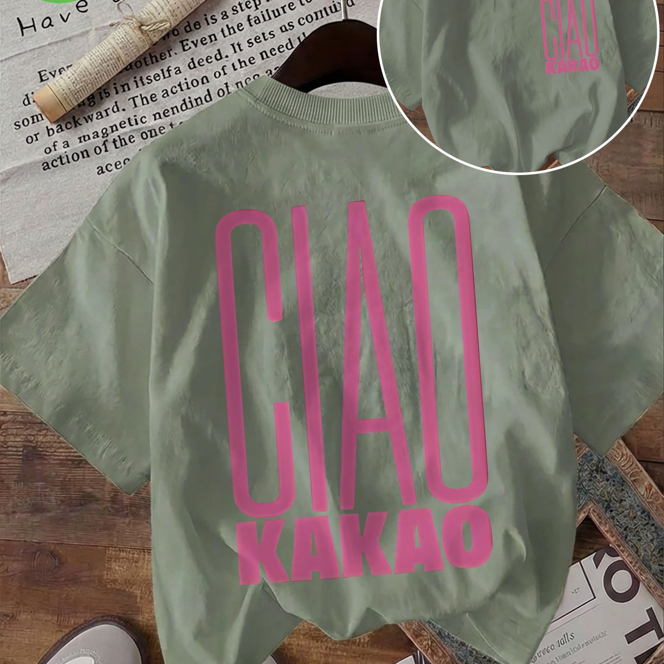 Image of Spring/summer Women's Top, , Letter " " Print In Pink, Pure, Daily Casual, Short Sleeve, Round Neck T-shirt