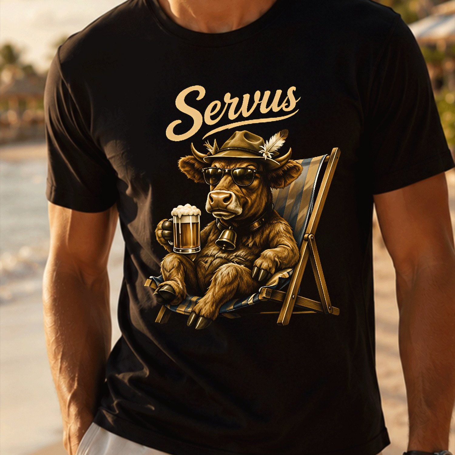 Plus Sizeservus Kuh Oktoberfest Bayern Trachten (5) For Men Summer Casual T-shirt- Lightweight Tee For Seaside Vacation, Beach Resort, Plus Size