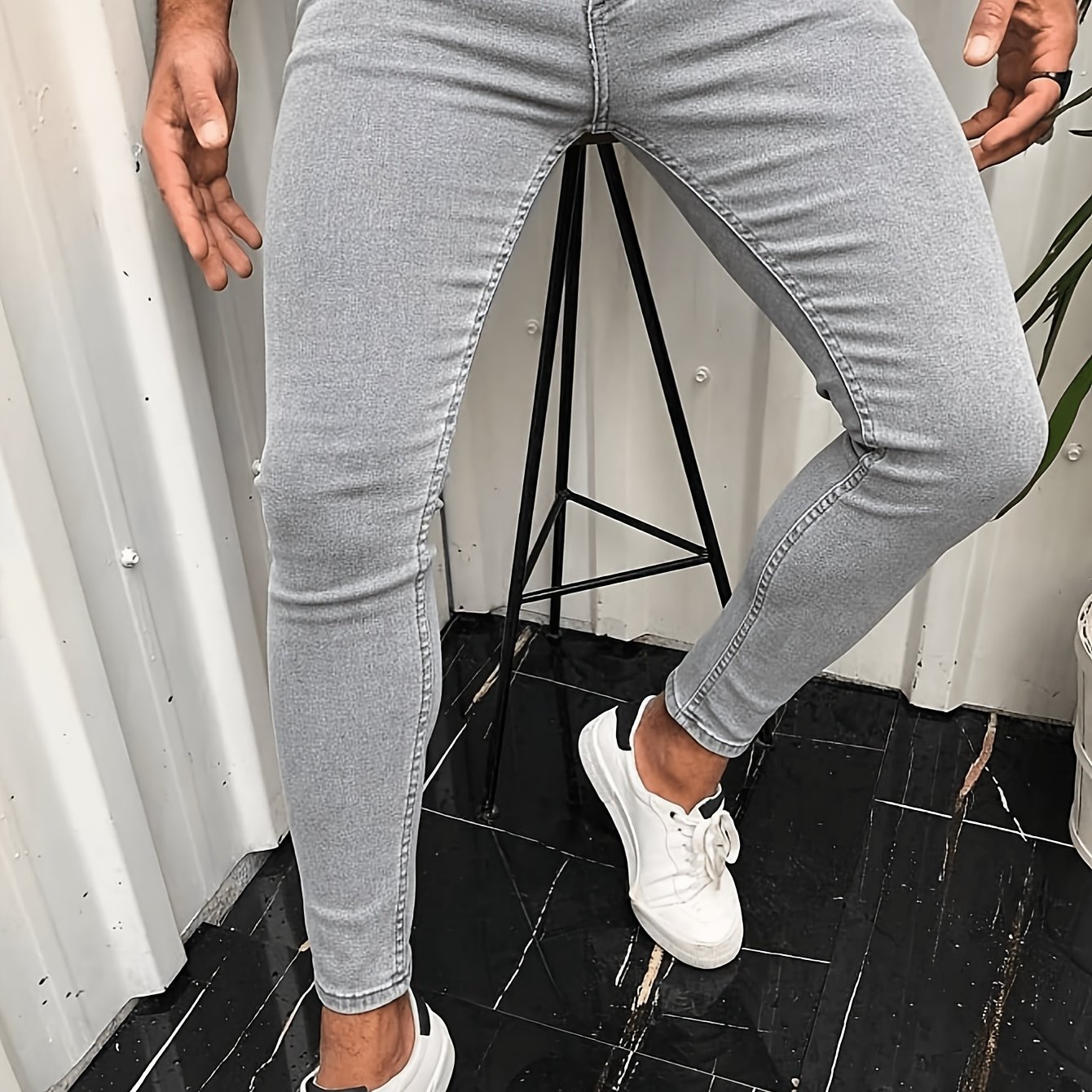 Image of Men's Skinny Slim-fit Stretch Pants With Original Color - Solid To Wash (machine Washable) | - Wear For Jeans For Casual, Office & -casual Outfits | Comfortable Stretch Jeans For Men, Autumn Menswear