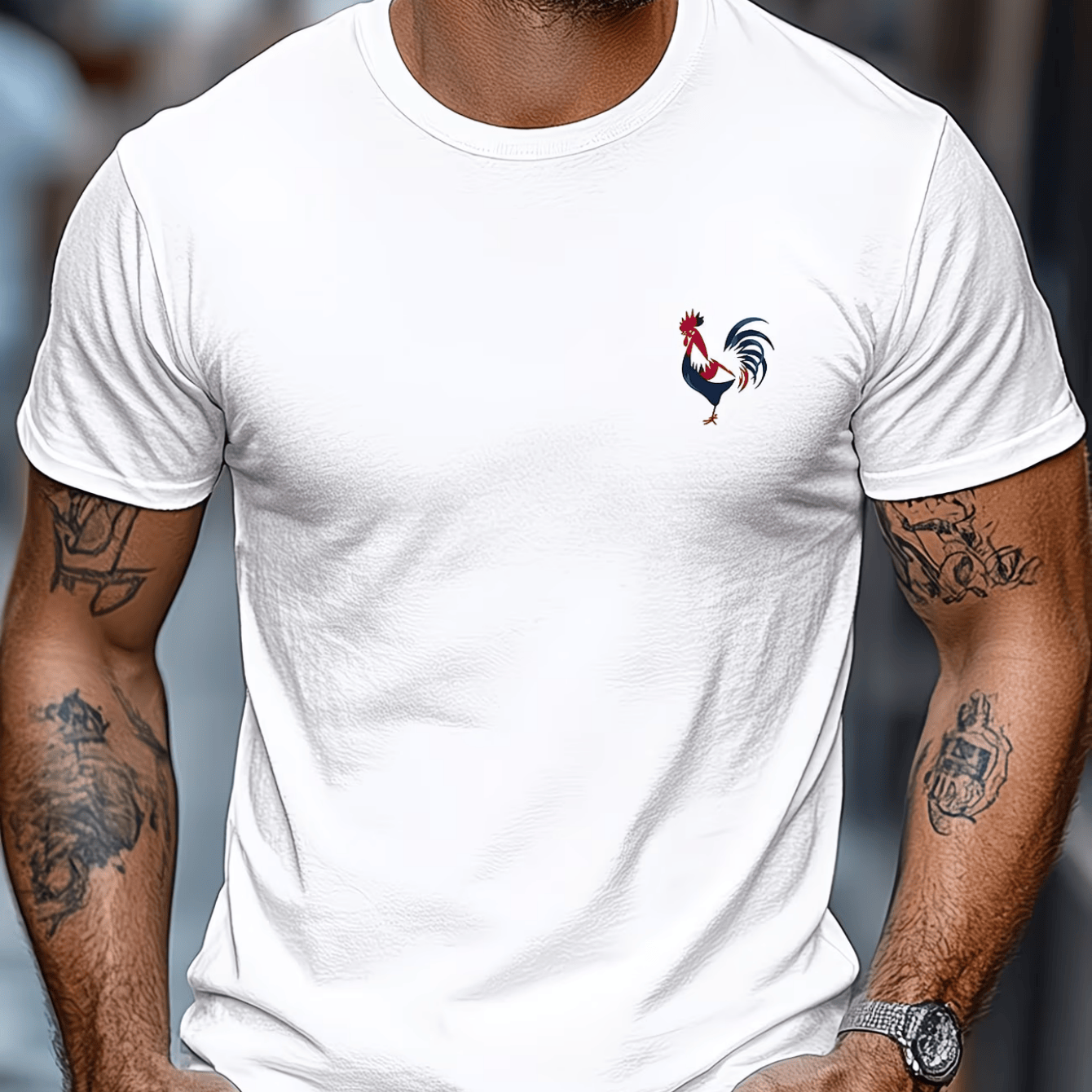TEMU T-shirt décontracté à manches courtes pour hommes - T-shirt d'été respirant à col rond, imprimé tendance motif , coupe régulière lavable en