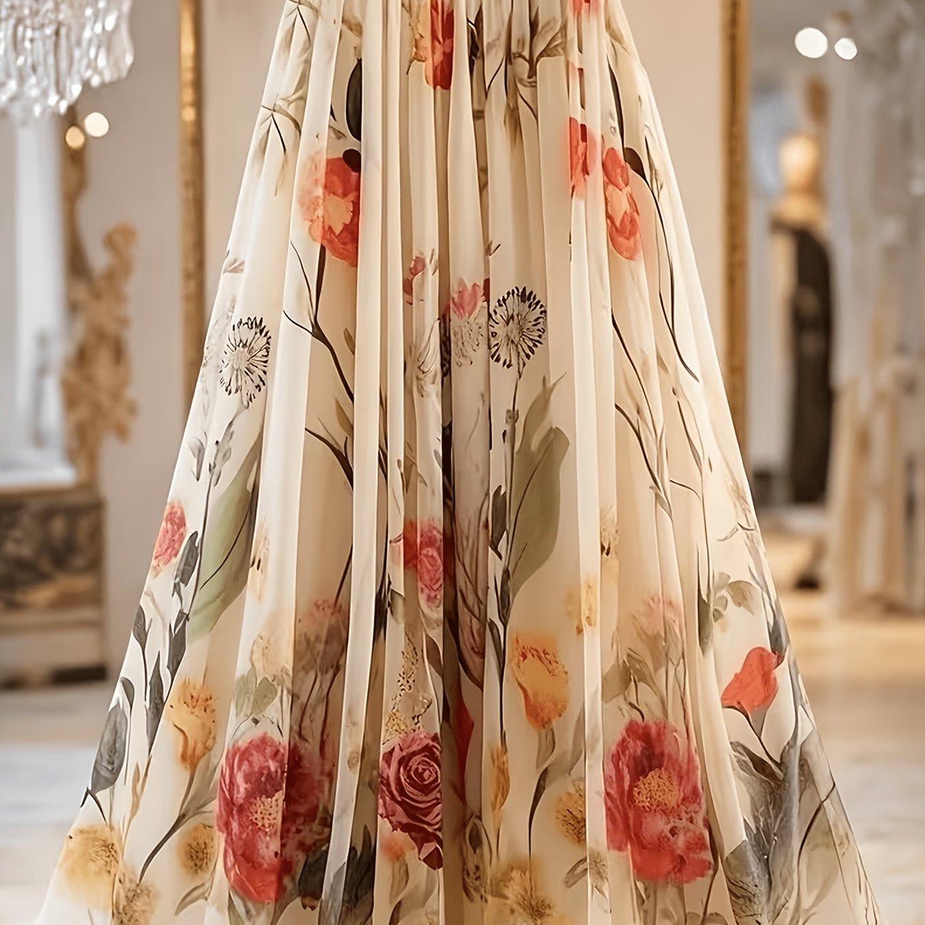 TEMU Plus Size, New Plus Size Women's Mesh Maxi Skirt With Floral Print, Suitable For Banquets, Dates, And Vacation Outfits