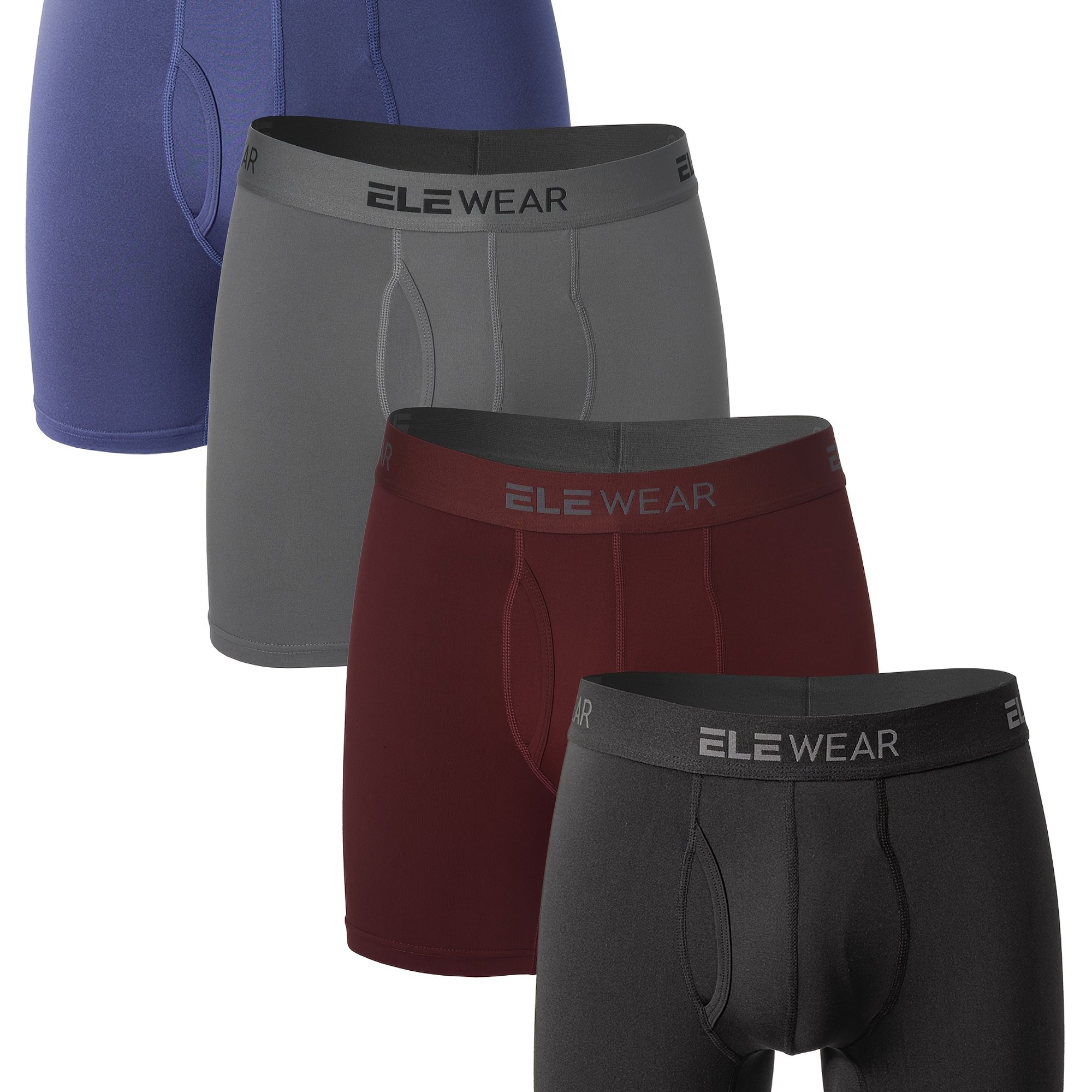 TEMU 4pcs Men's Boxer Briefs, Side Opening, Moisture-wicking And Quick- Sports Underwear