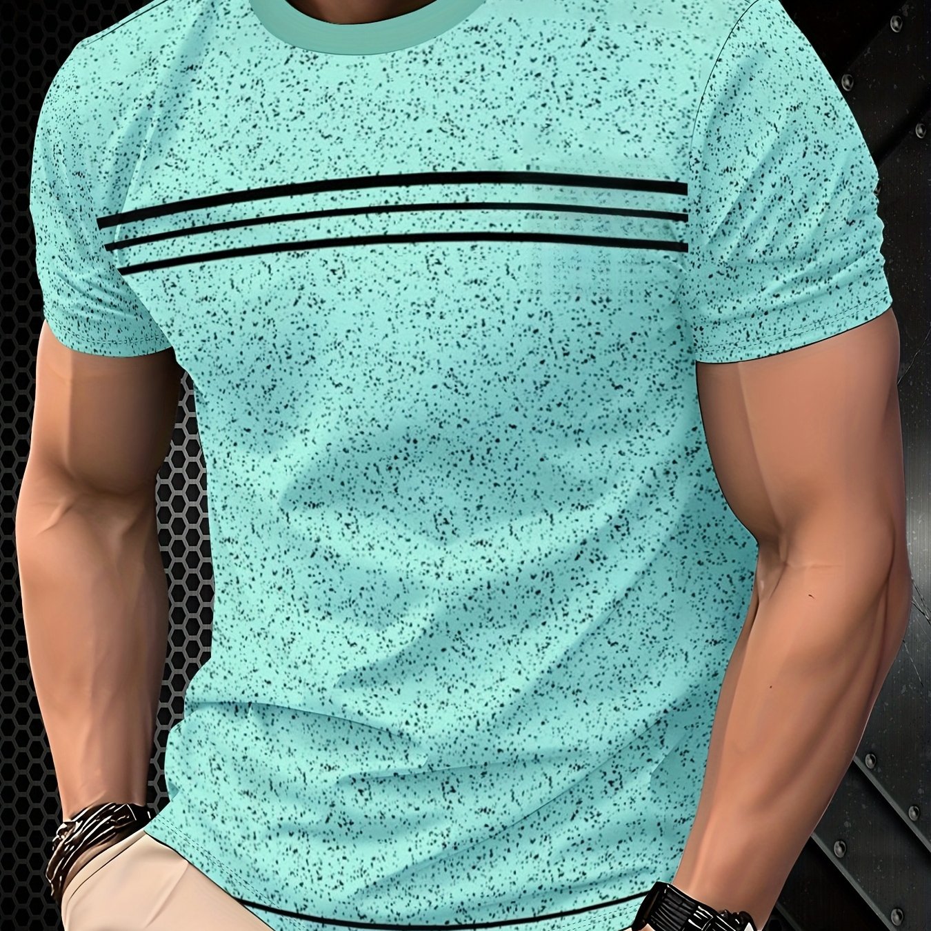 TEMU Men's T-shirt, Men's Crew Neck Graphic T-shirt, Sporty Design, Breathable Fabric, Printed Tee, Fashionable And Trendy, Cool, Comfortable, Crew