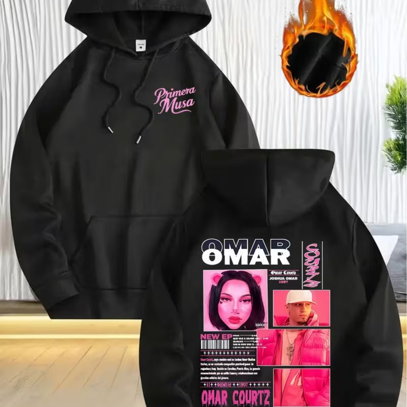TEMU Sudadera con capucha y forro para hombre de 250g, de otoño/invierno, , casual con cordón, de larga con capucha y estampado de termoadhesivas, de