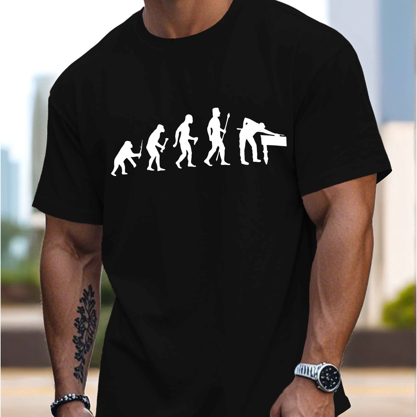 TEMU Billiards Evolution Men's Short Sleeve T-shirt Summer T-shirt Top