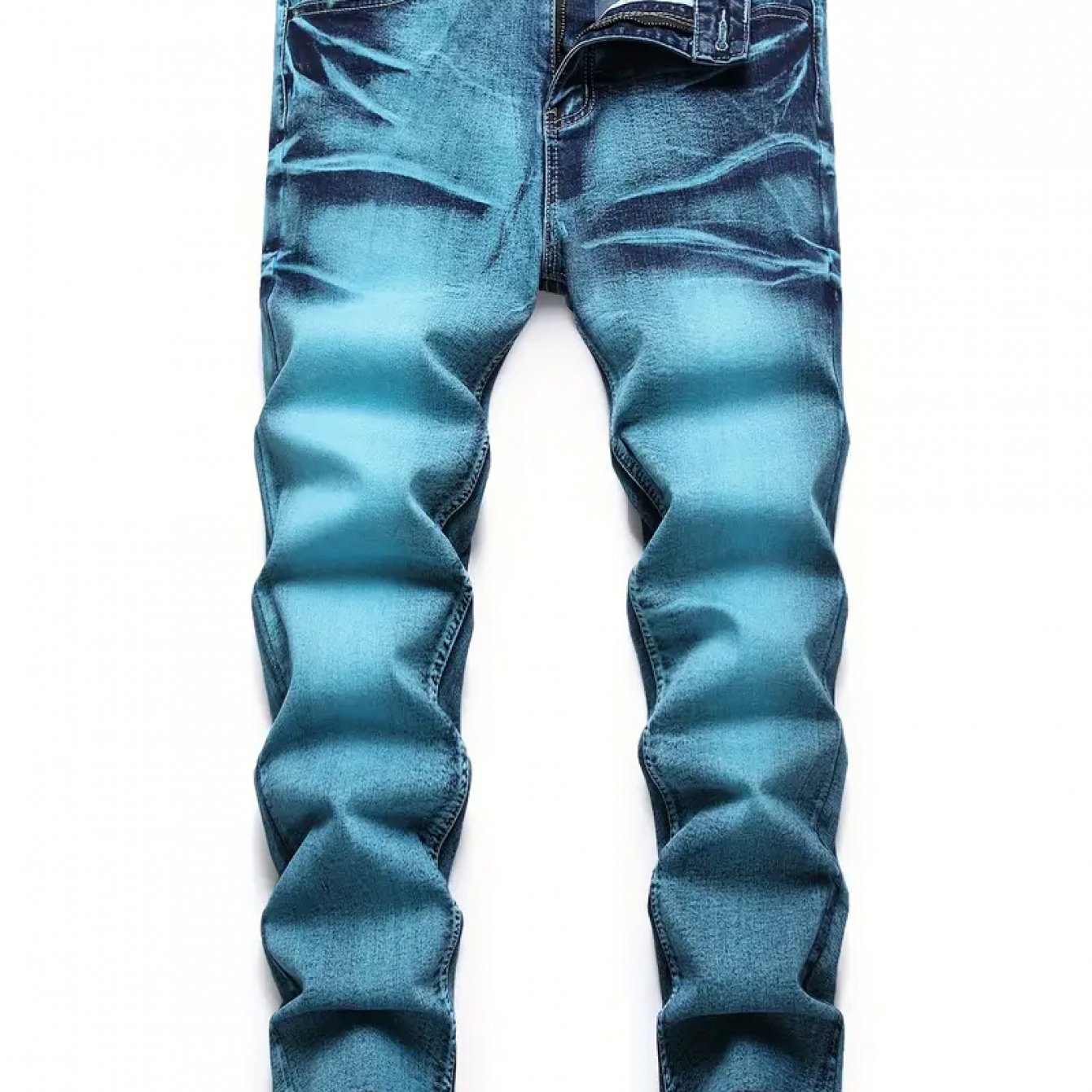 Image of [hme] Men's Heavy Wash Jeans , Slim Straight Fit. Durable For Outdoor, Ykk Big-head Zipper. Machine Washable, . Minimalist Retro Streetwear Staple.