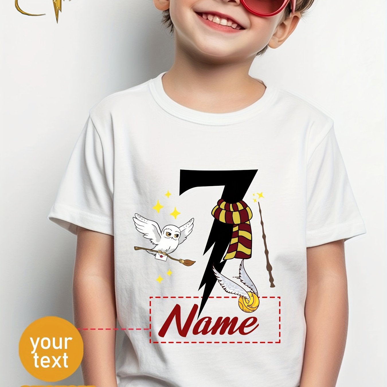 Image of Birthday T-shirt For Boys, Suitable 4 To 10, Featuring Prints, Customizable, 1pc, Summer Short-sleeve Round Neck T-shirt, Perfect For Gifts, Birthday Parties, Halloween Parties, , And Back To School