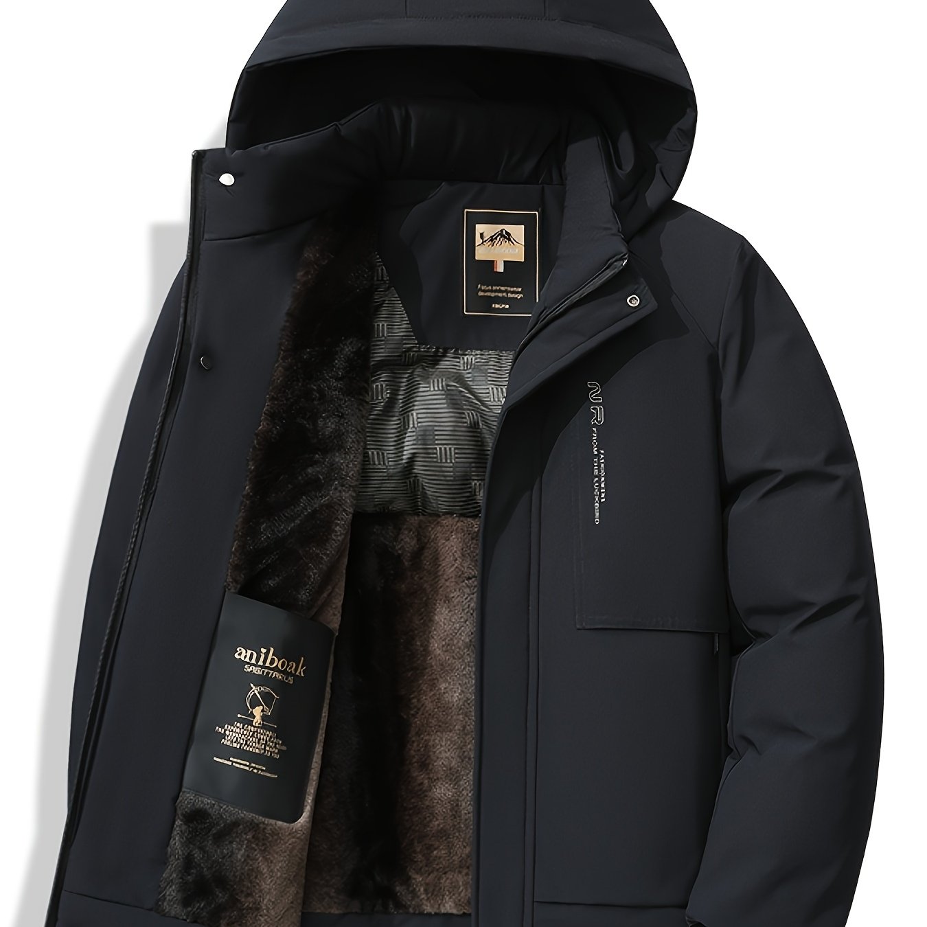 Men's Winter Fleece Lined Hooded Parka Jacket, Thick Warm Coat
