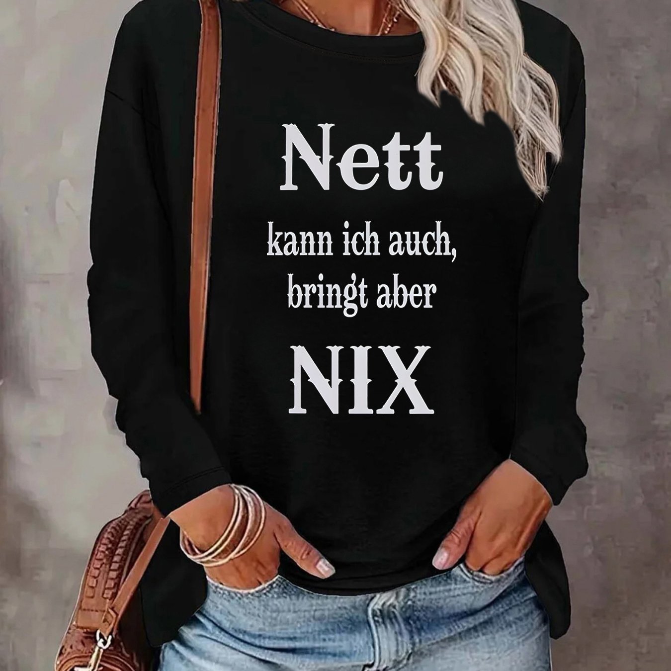 TEMU Plus Size - Lässiges Langarm-T-Shirt in großen Größen für Damen, Entwickelt für eine lockere Passform und geeignet für alle Jahreszeiten