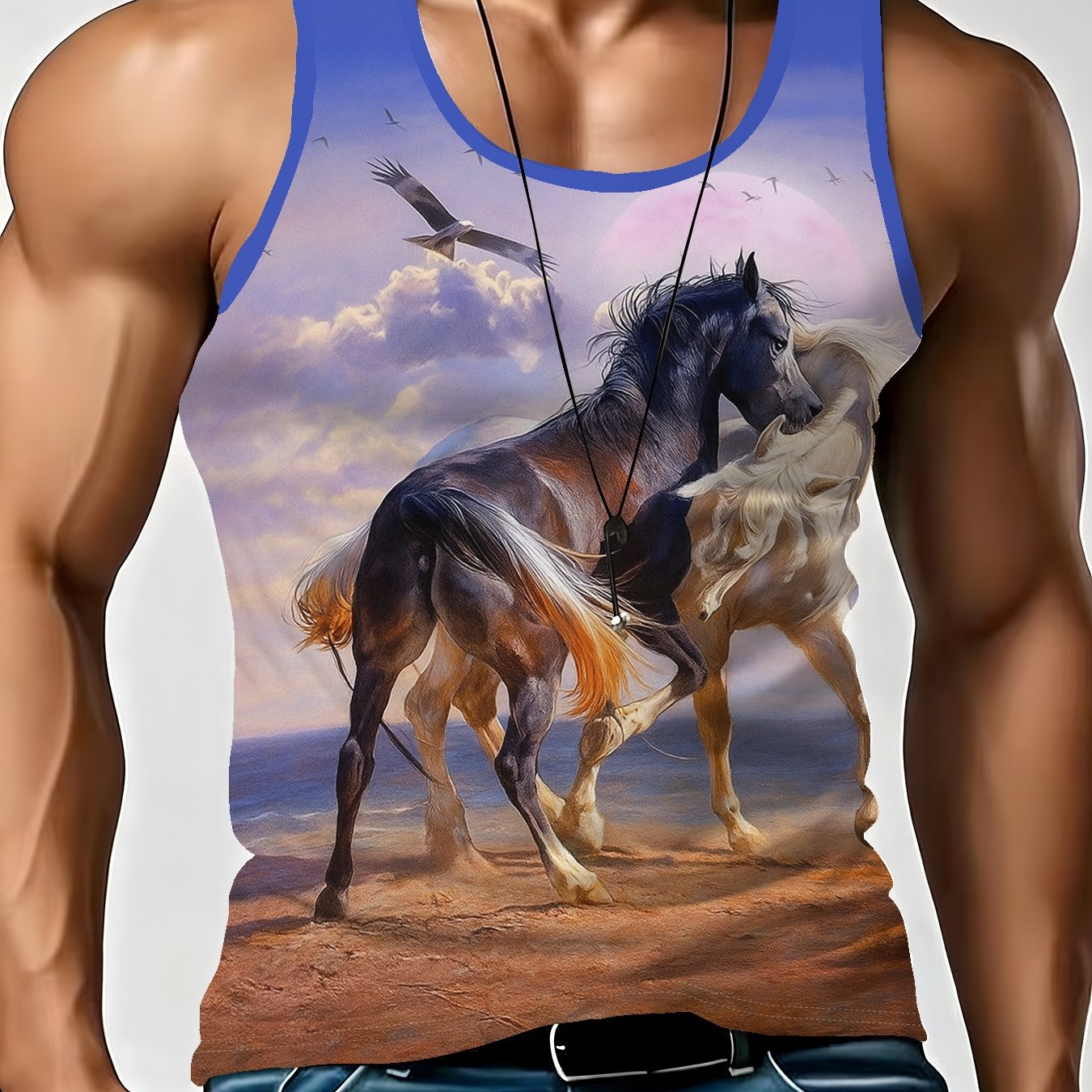 TEMU Sports Tank Top, Men's Casual Print Vest, Regular Fit, Made From Soft And Comfortable Fabric, Suitable For Workouts, Outdoor Activities, And