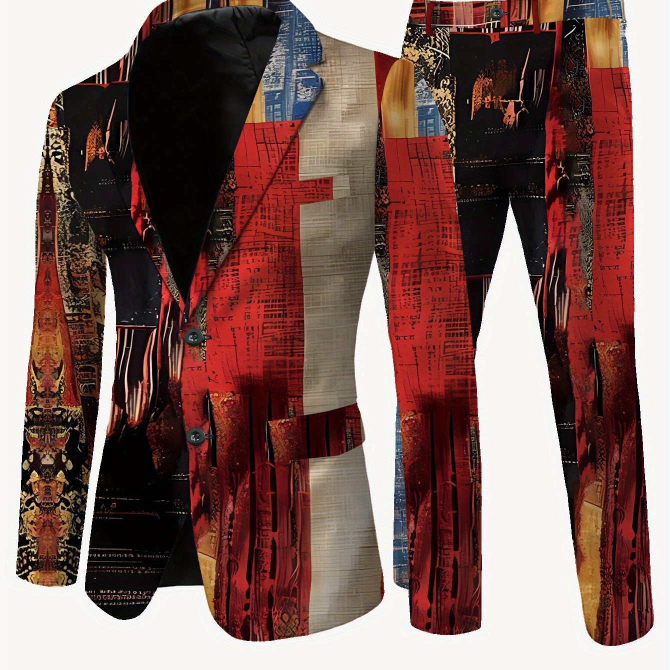 TEMU Men's Suit And Trousers Set, Casual Premium Wrinkle-free Standard Size Suit And Trousers Set