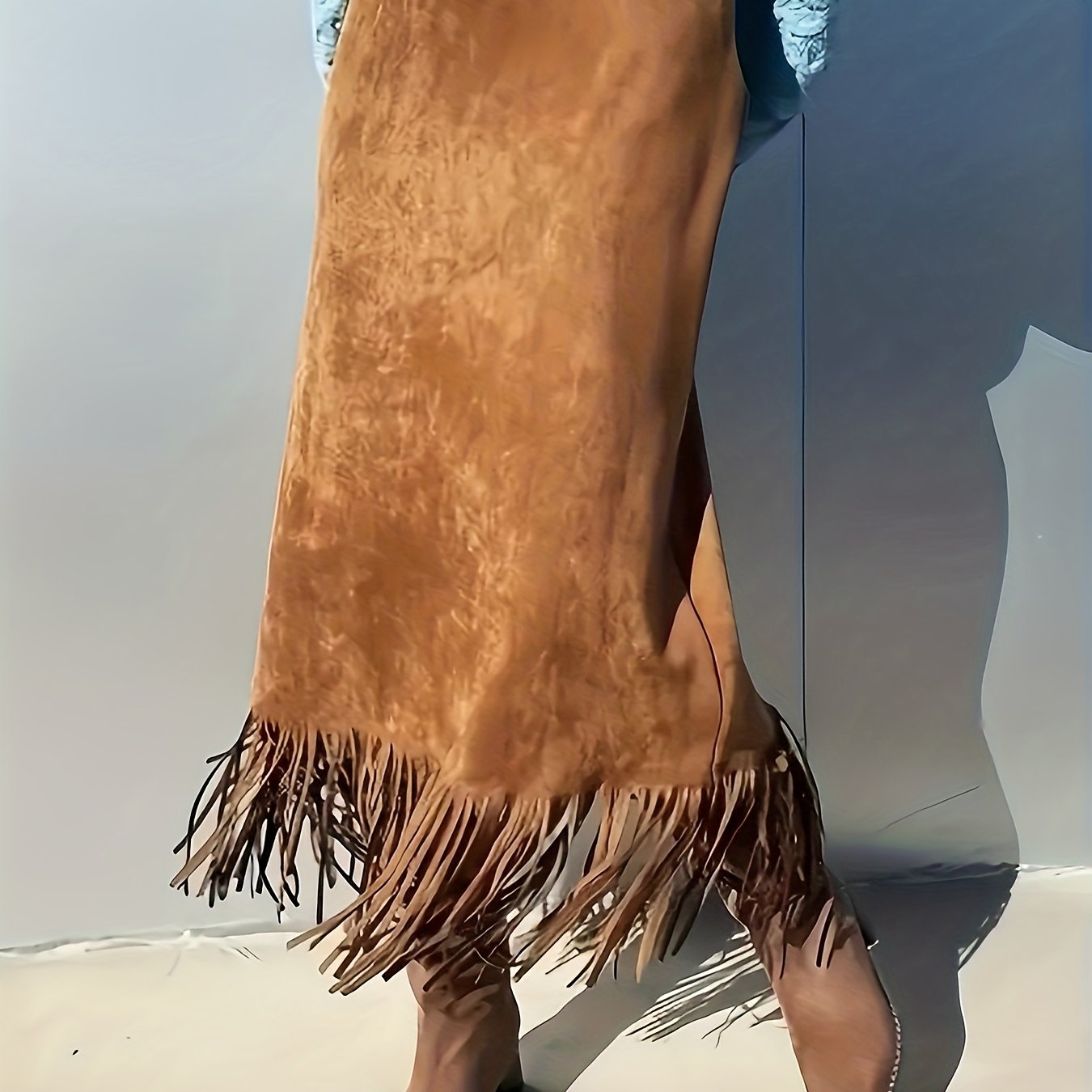 TEMU Grande Taille - Grande Taille - Une Robe Longue Élégante Marron Beige à Franges pour Femme - Robe Trapèze Polyvalente pour Toutes - pour , Fêtes