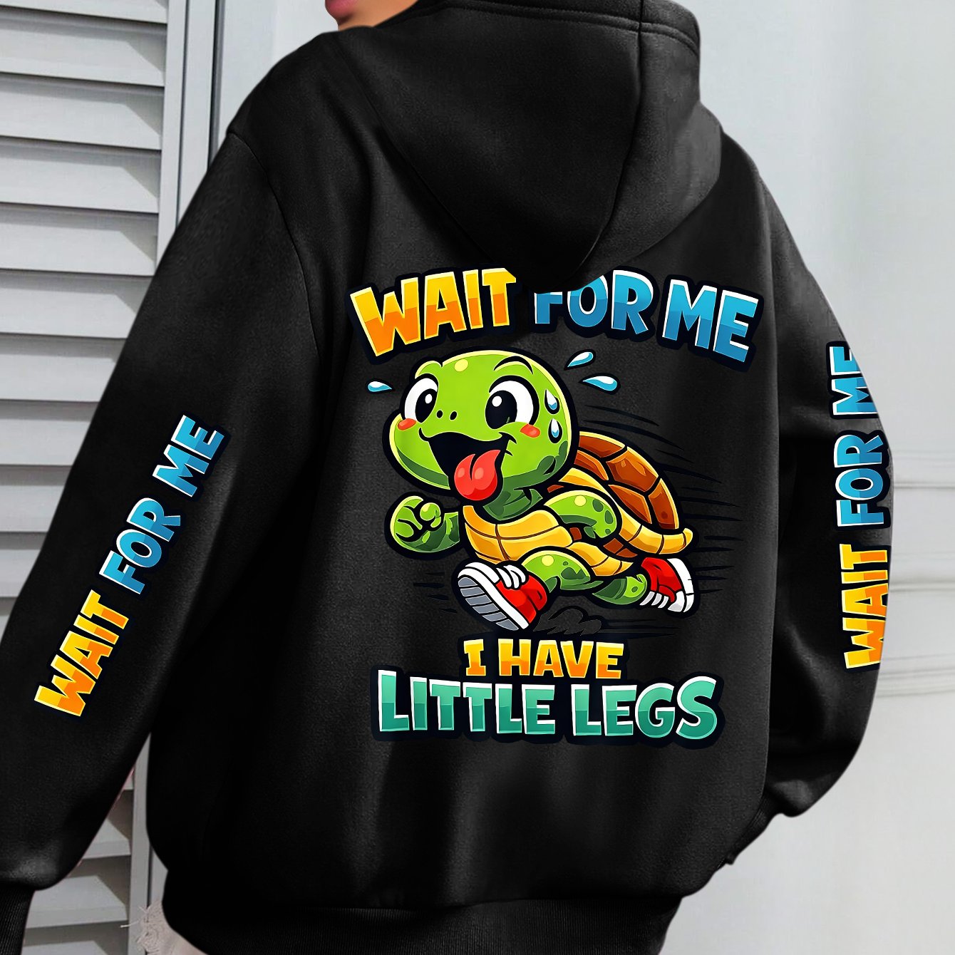 TEMU Plus Size, Plus Size ' I Have Little Legs' Cartoon Tortoise Graphic Print Hoodie, Casual Fashion Long Sleeve Hooded Sweatshirt, For Winter &