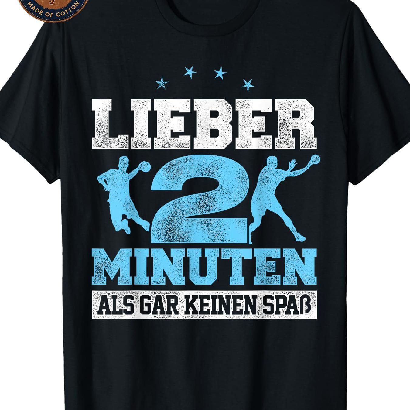 Image of Men's T-shirt Unisex Cotton T Shirt Handball Player German Quote Graphic Tee Casual Breathable Summer Streetwear Black Single Neck Attire School Round Machine Wearing Gift Family Washable