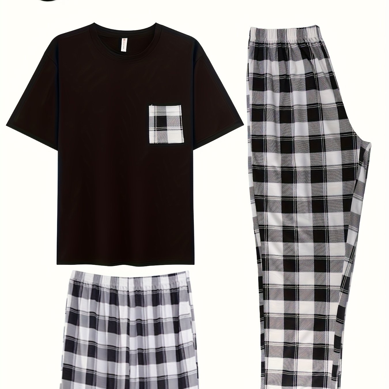 3pcs Men's Pajama Set - Short Sleeve, Long Pants, And Shorts - Autumn, Winter, Spring, And Fall Homewear Set - Comfortable And Soft Pajamas