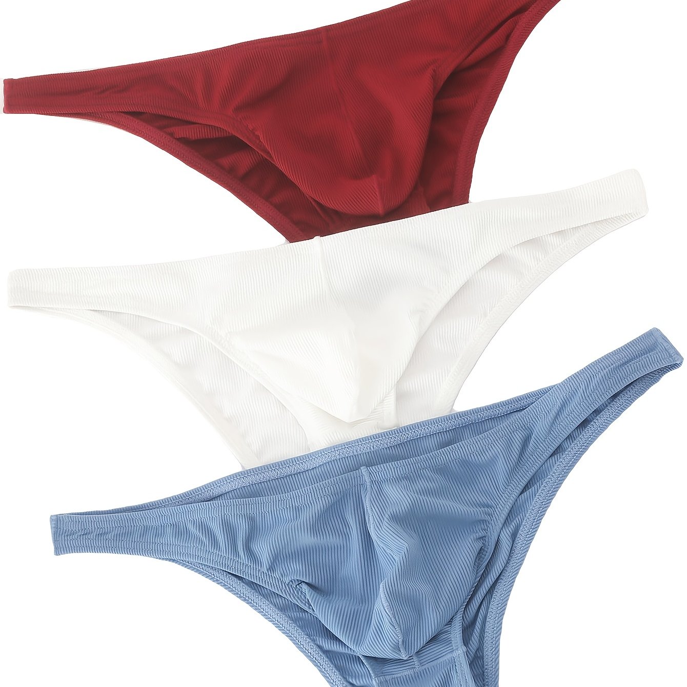 TEMU 3-pc Men's Underwear, Thin, Cool, Slim Fit, Elastic, Transparent, Breathable, Sporty, Comfortable, Briefs, Individual, Fashionable, Trendy,