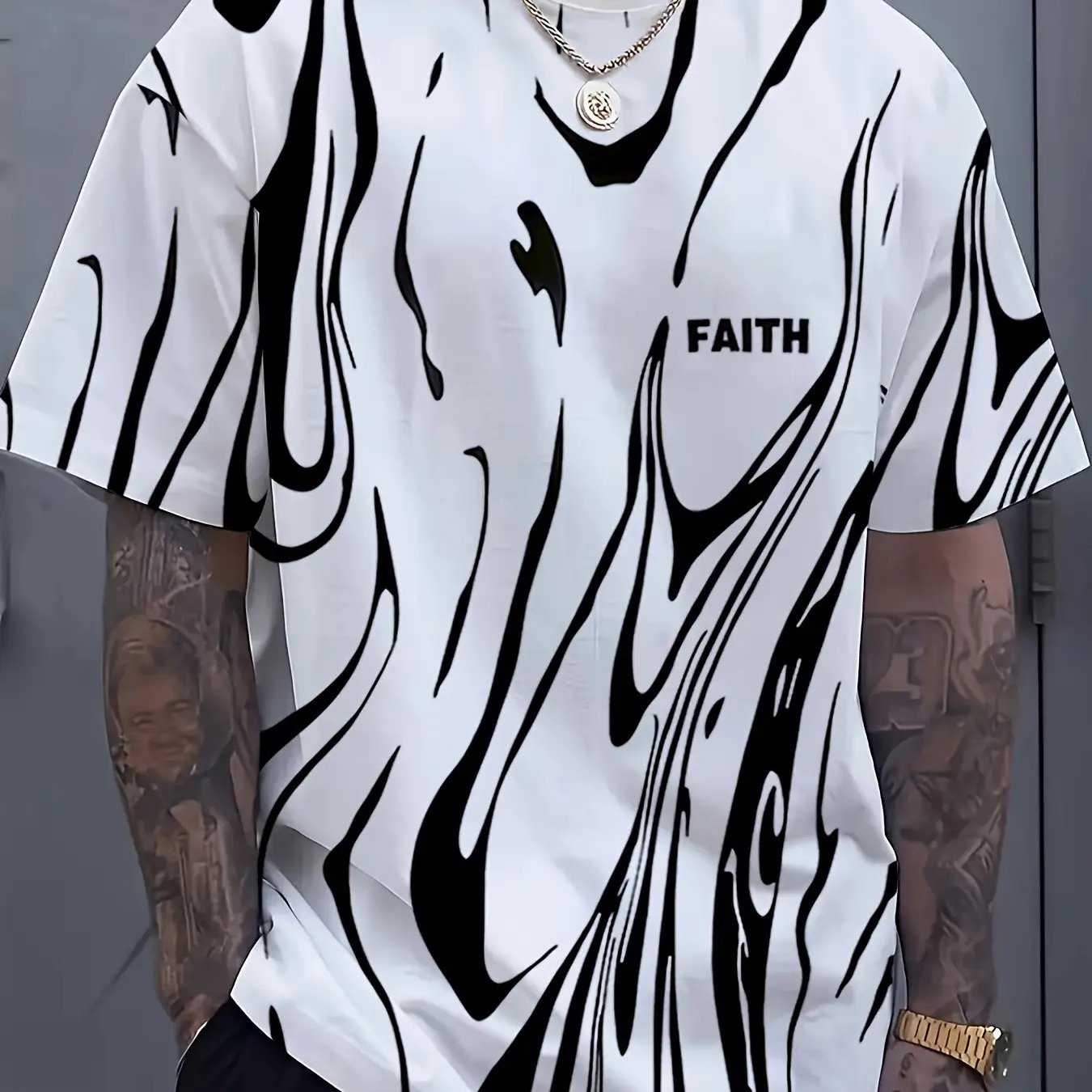 TEMU Men's Summer Casual Short Sleeve Tie-dye Print T-shirt - 100% Polyester Knit, Slightly Stretchy