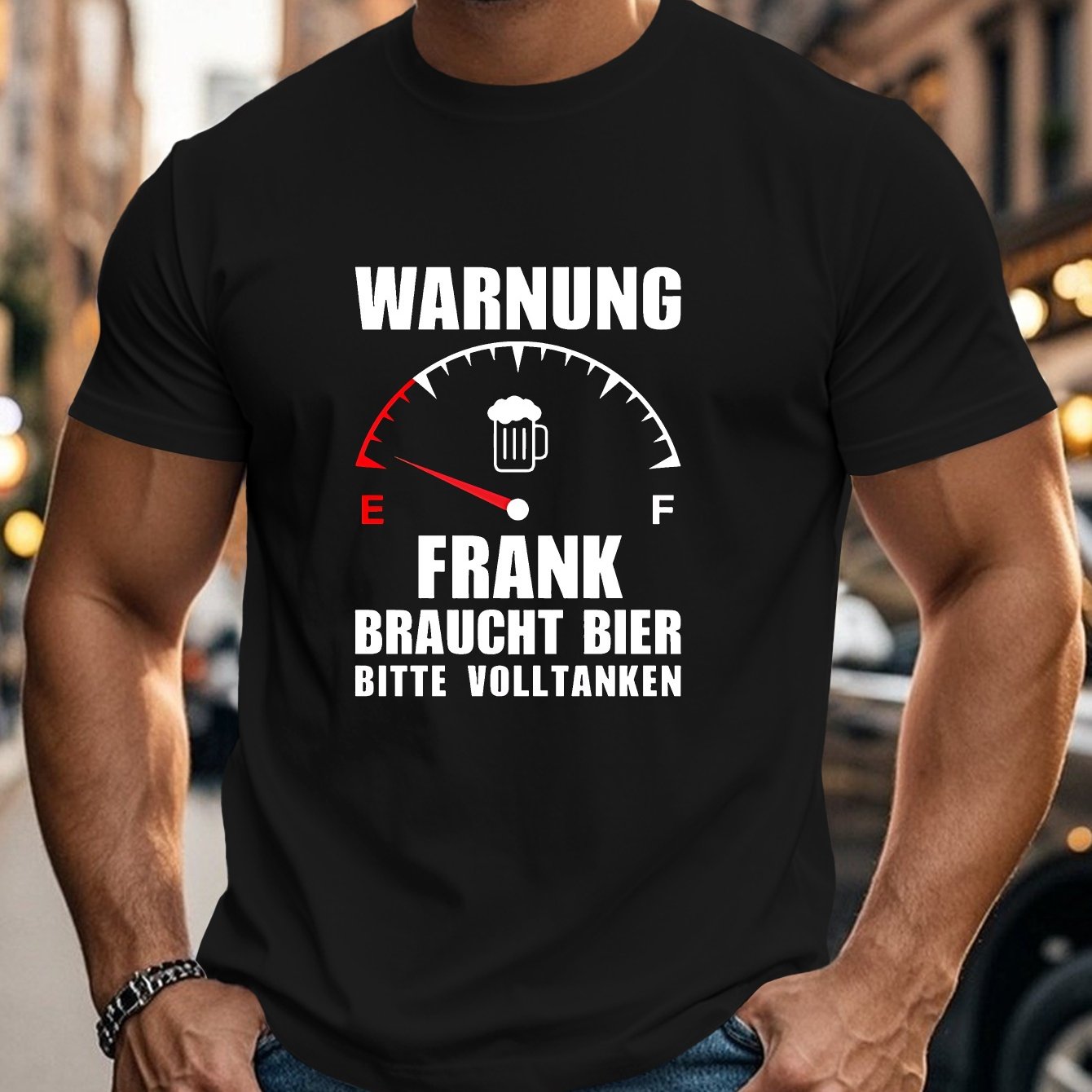 Men's Casual Crew Neck T-shirt | Frank Beer Graphic, Humorous German Crinkle Tee, Short Sleeve, Stretch, Regular Fit For Adults