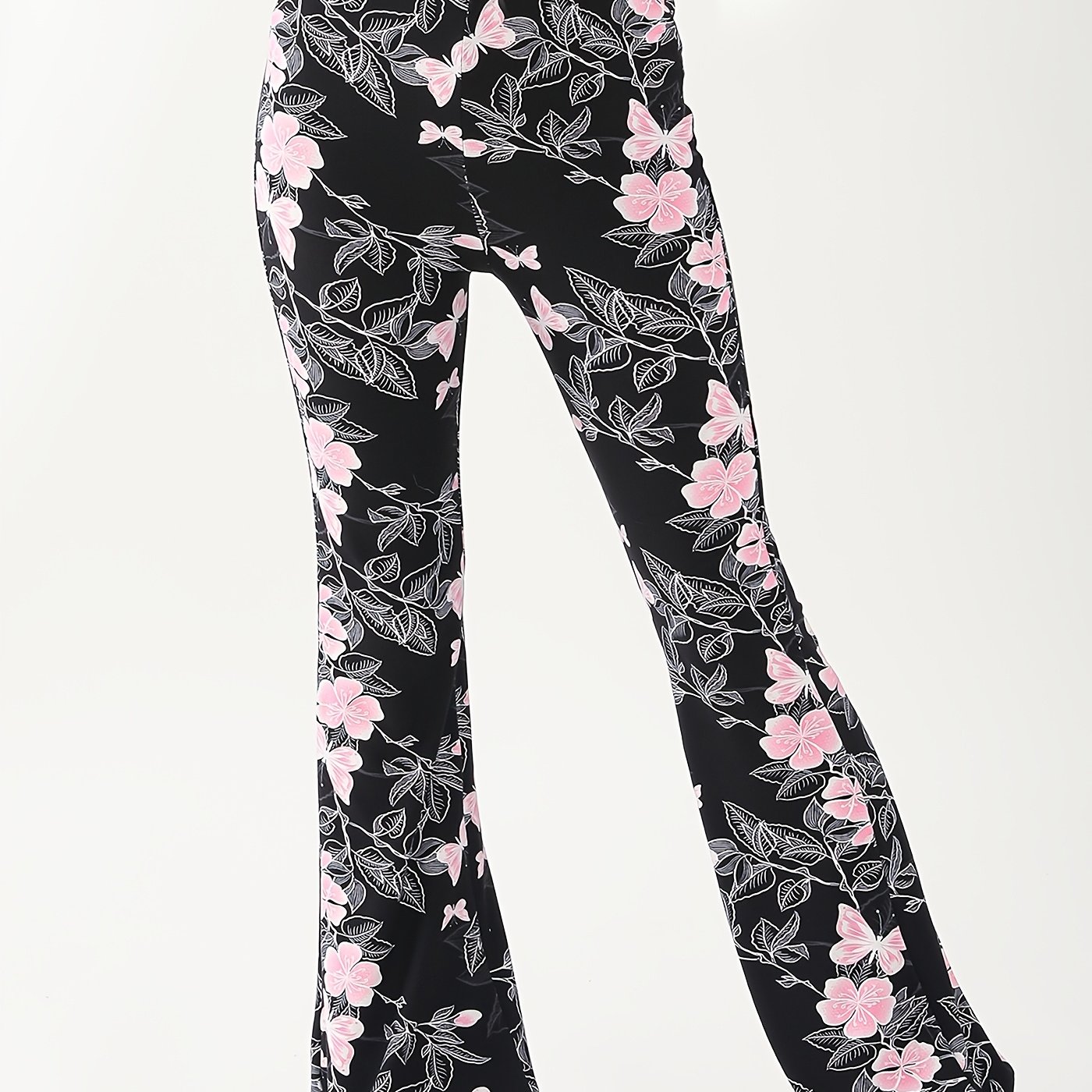 Stretch Double Brushed Pink Print Mid-to-large Harem Trousers
