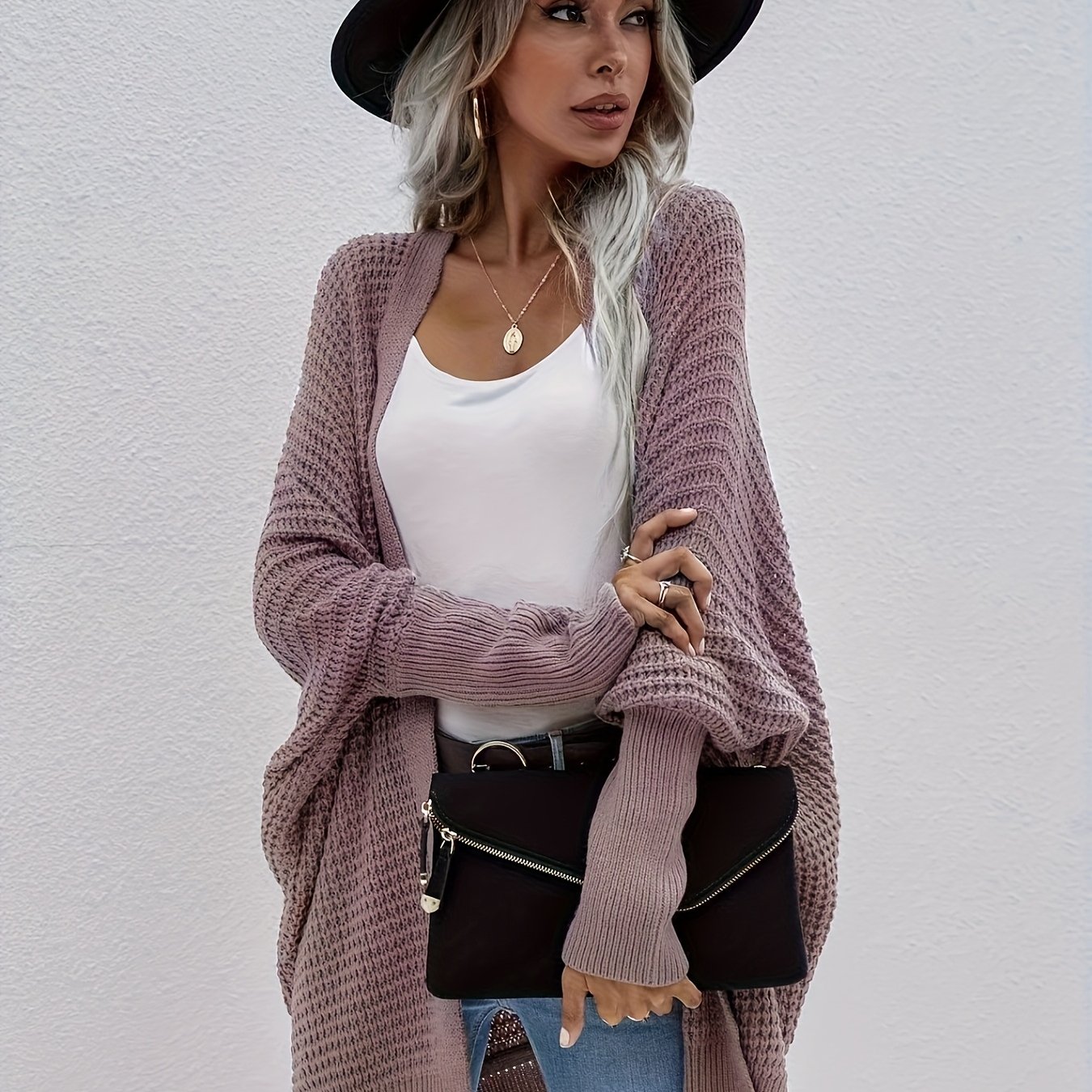 TEMU ¡Suéter de acrílico para mujer! , extragrande, y chic [ ] | superior de color liso para toda estación