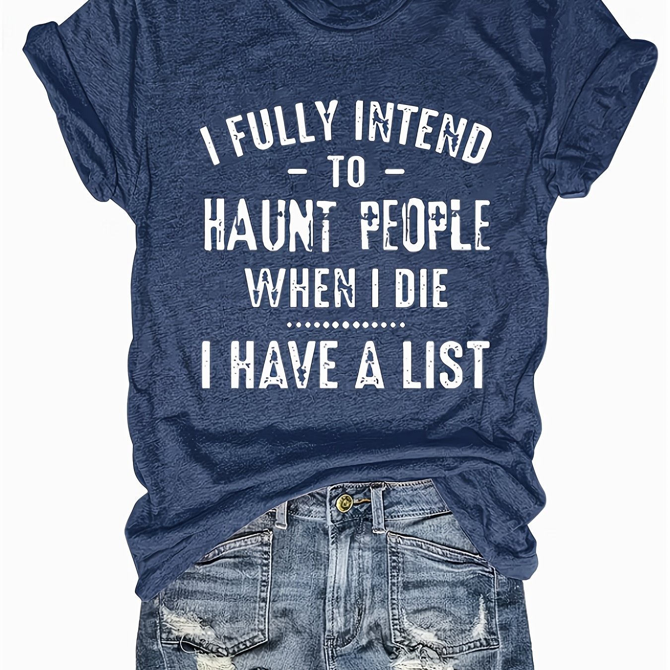 TEMU Women's Funny "i Have " T-shirt - "i' Scare People Die" Slogan Print, Casual Round Neck Short Sleeve Blouse Suitable For Travel & Vacation,