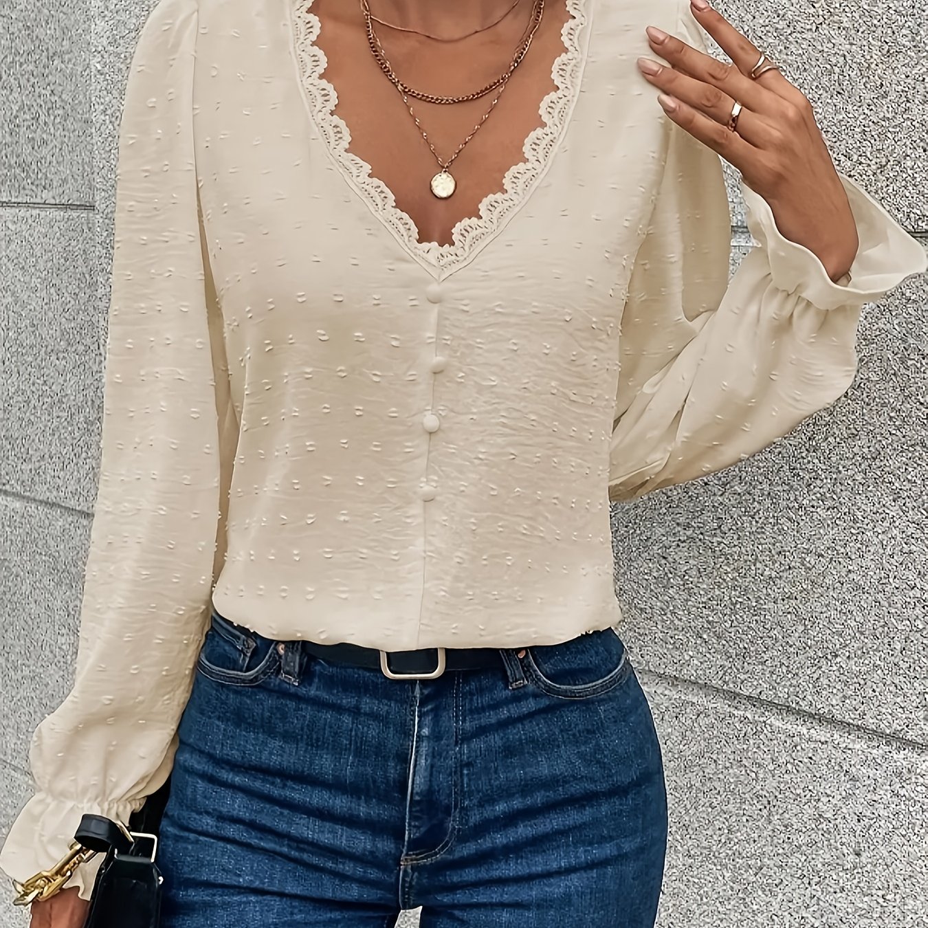 Lace Collar Long Sleeve Shirt