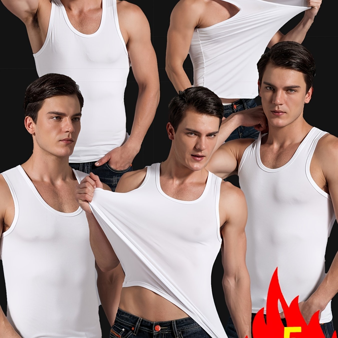 TEMU 5pcs White Men's Tank Tops, 24-hour Wear Fashion Men's Apparel, Simple And Elegant Men's Tank Tops, Men's Tank Tops