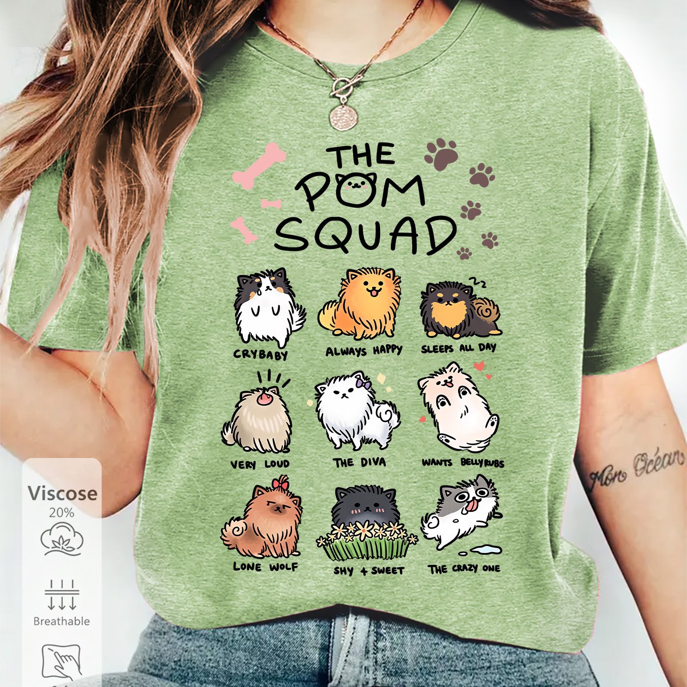 TEMU New Women's Summer Apparel: Pomeranian Squad Print Crew Neck Short Sleeve T-shirt, Fun And , Versatile For , Daily Wear, Fashionable, Sporty,