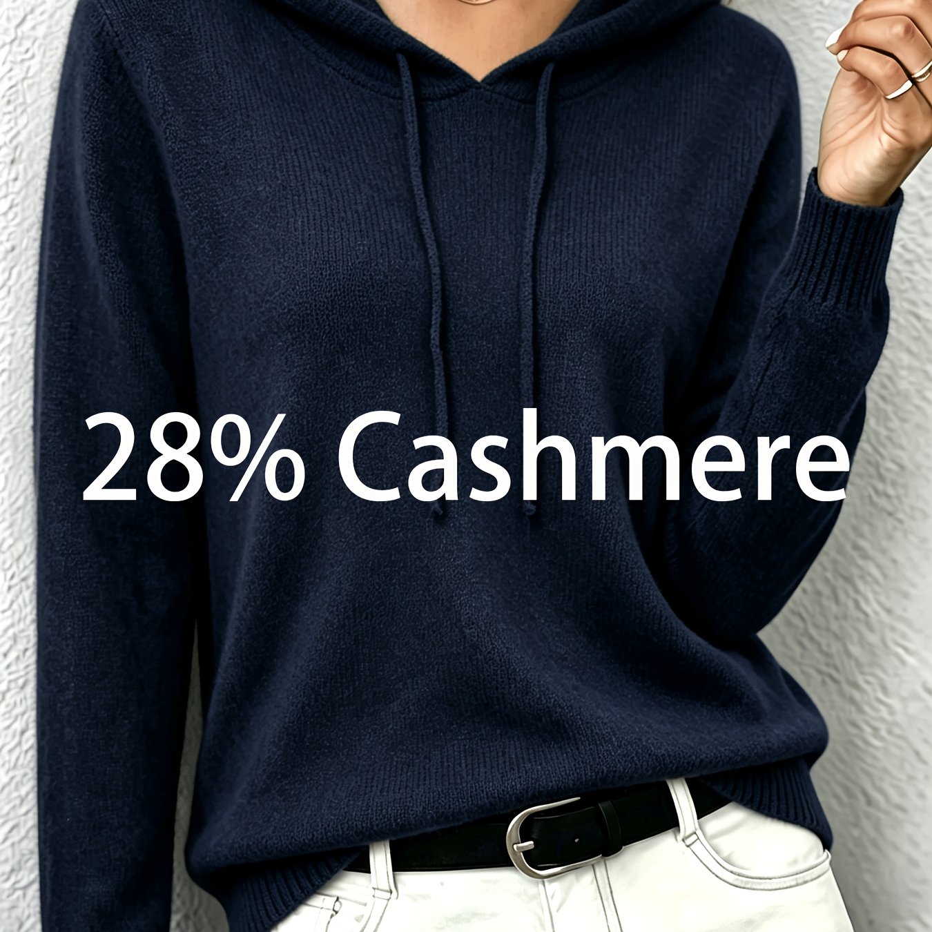 TEMU Women's Cashmere Hooded Sweatshirt, Soft And Comfortable Skin-friendly Plush Texture Sweater, French Temperament Premium Relaxed Gentle Style