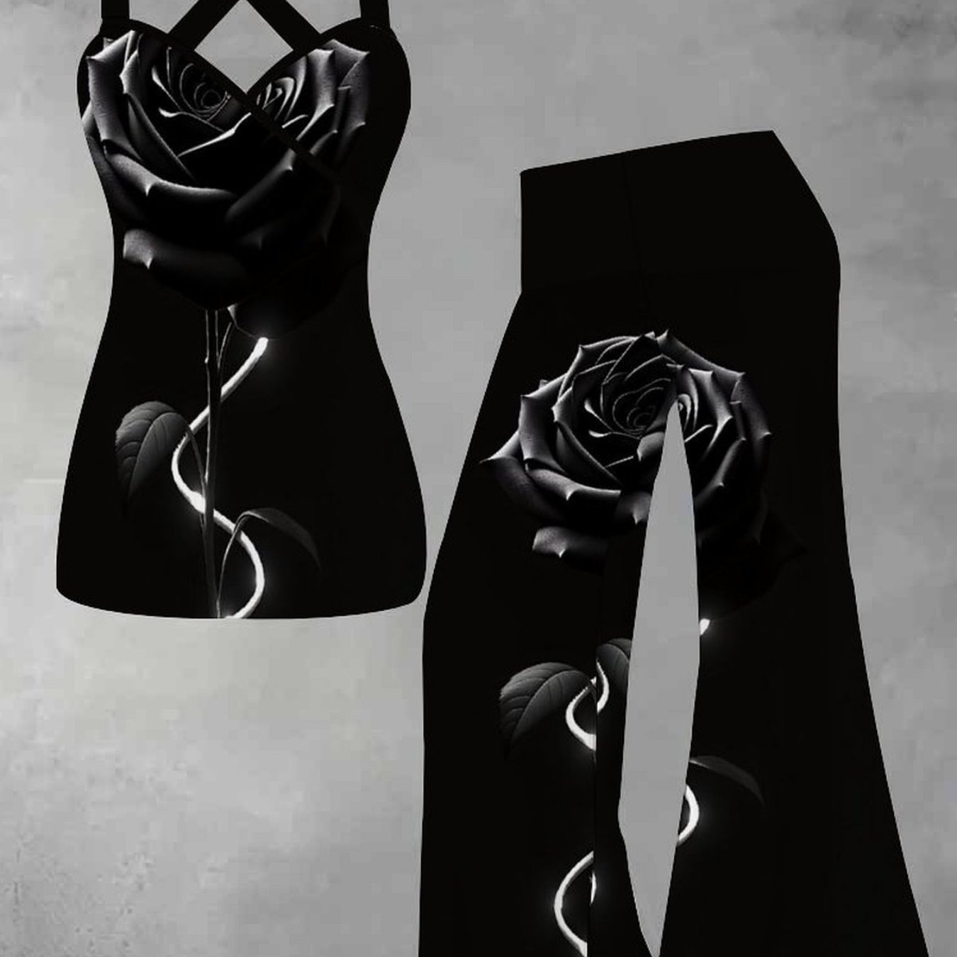 Summer Set Featuring A -back Cross Design Vest And Slim-fitting Flare Pants Of Comfortable And Skin-friendly Fabric, To Wear For Occasions Such As Commuting, Dating, And Streetwear