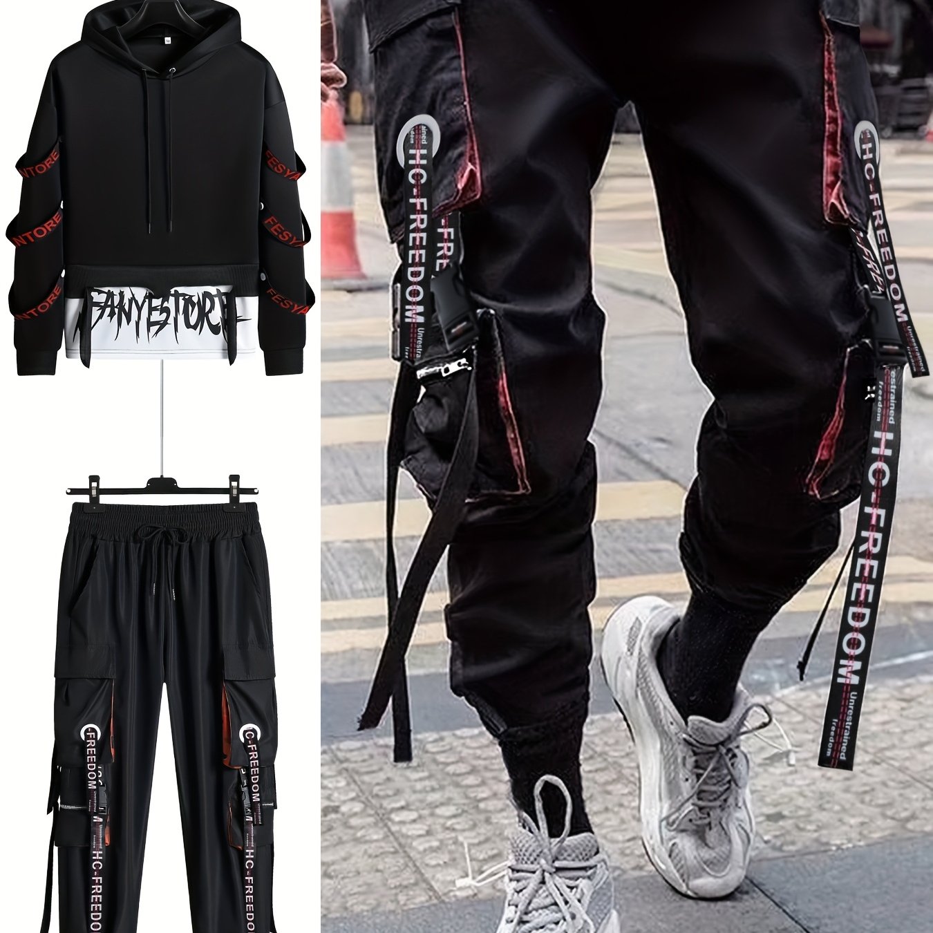 Image of Men's Casual Sports Outfit For Autumn And Winter, Featuring A Stylish Hoodie And Tapered Pants Tracksuit, Complete With A Trendy Multi- Pant Set, Hoodies, Baddie Clothes