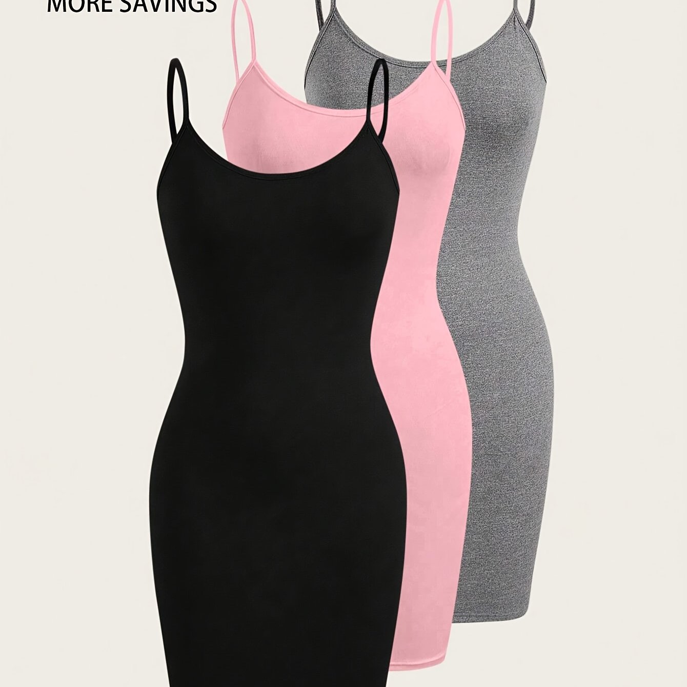 3pcs Women's Fashion Solid Color Bodycon Mini Dress Set