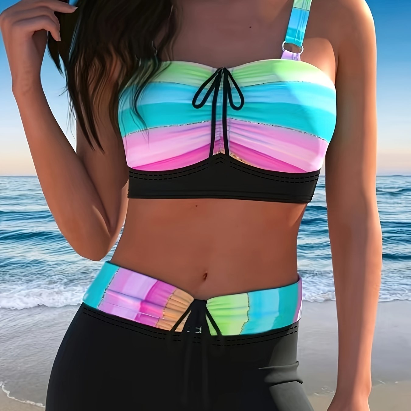 Ladies' Rainbow Bikini Sexy Swimsuit Set