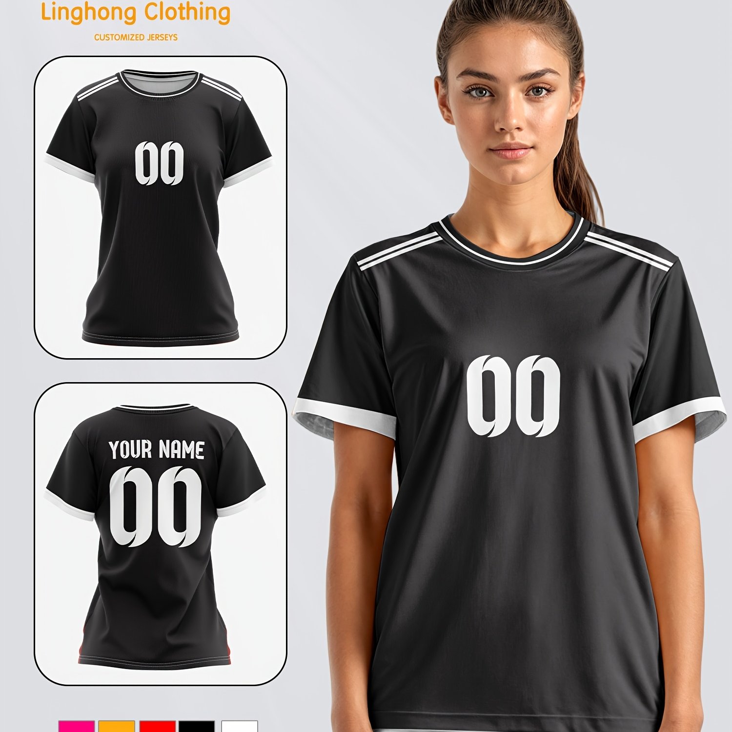 TEMU Chemises personnalisées avec et numéros, T-shirts pour femmes, maillots de football, entraînement d'équipe, fitness, confort, ventilation,