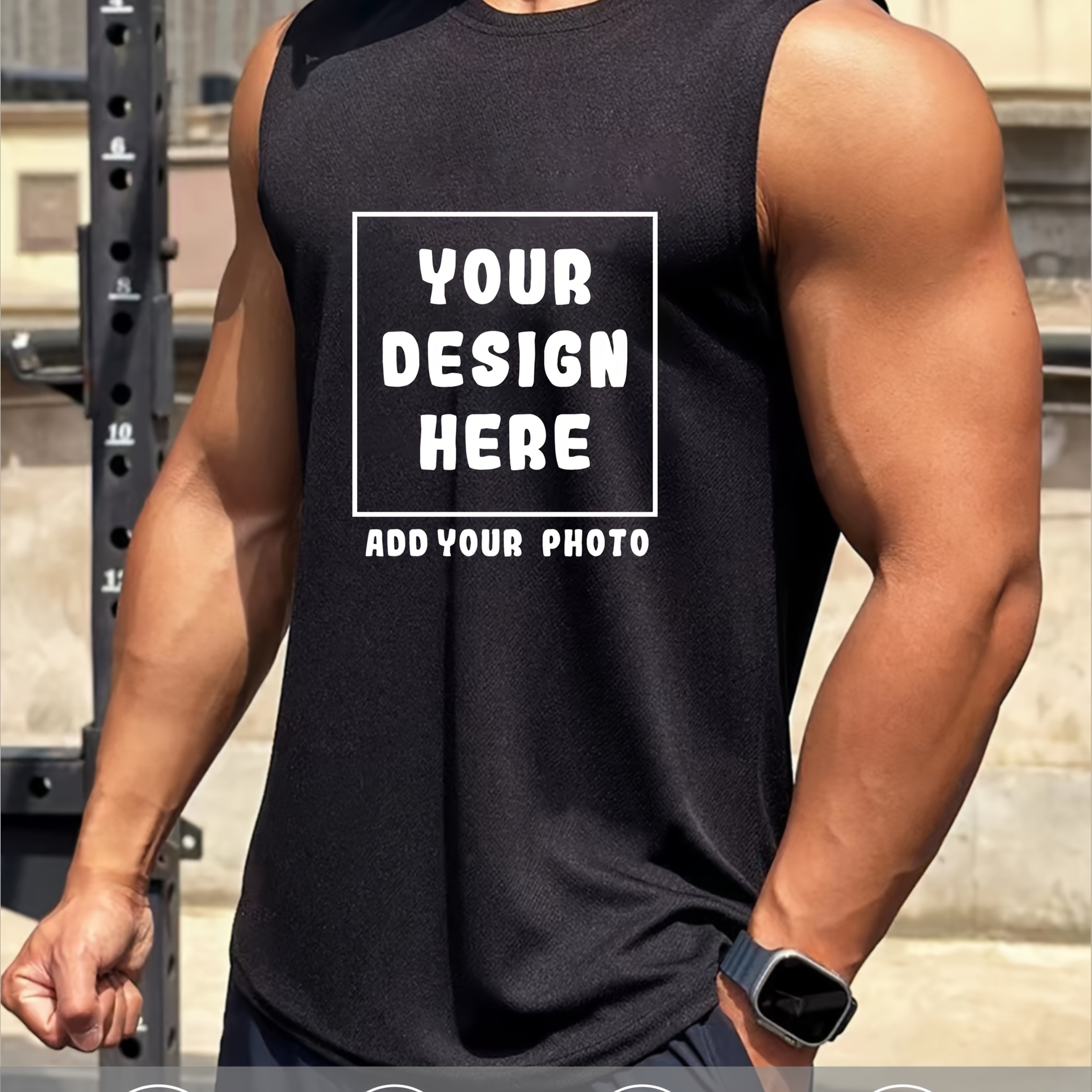 TEMU Men's Custom Quick- Vest/t-shirt - Personalized Logo Printing - Lightweight Athletic Shirt, Moisture-wicking & Fast-drying For Gym, Running,