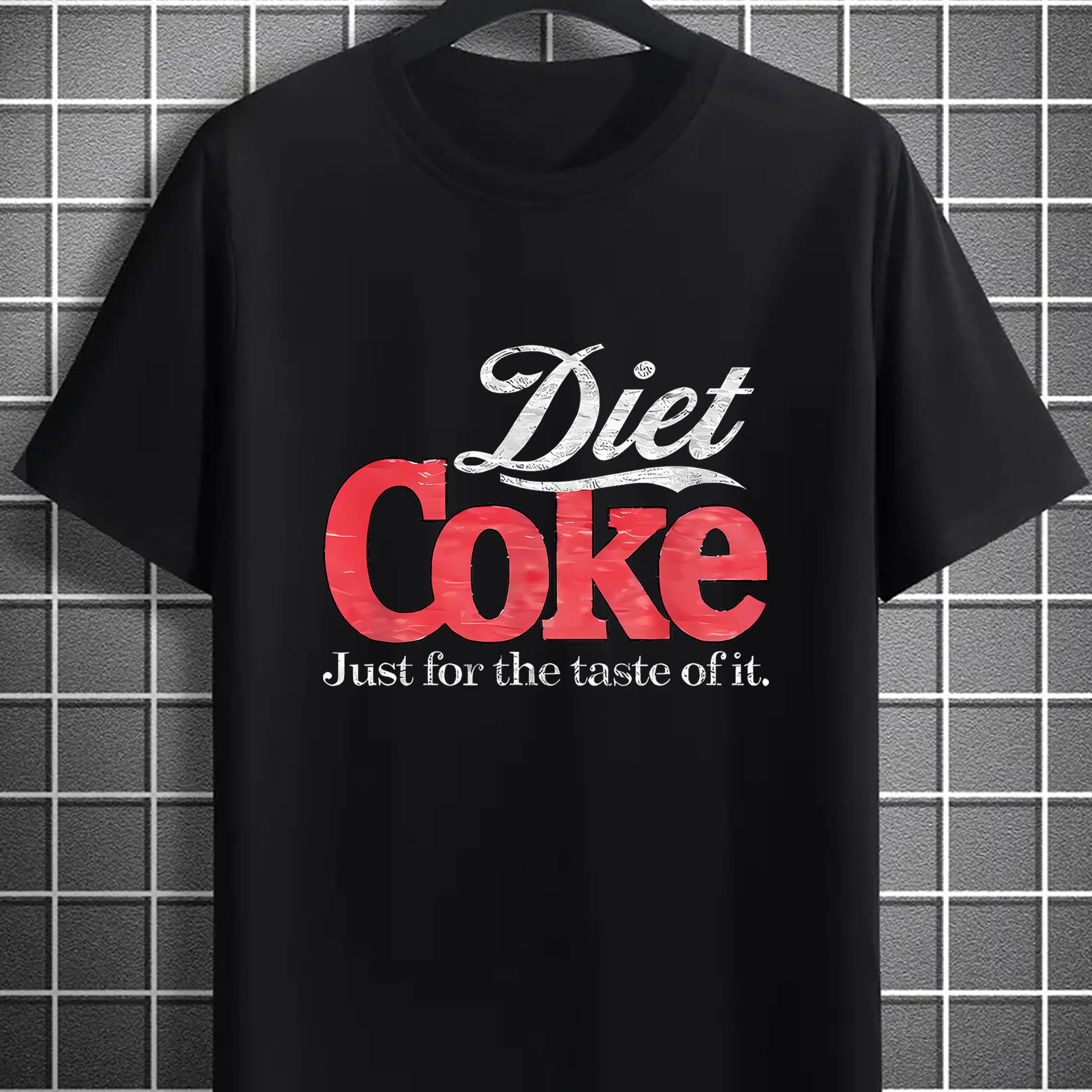 TEMU เสื้อยืดผู้ชายลาย "Diet Choke" - เสื้อคอกลมโพลีเอสเตอร์แบบสบายๆ แขนสั้น, เสื้อยืดสบายๆ สำหรับฤดูร้อน ใช้สำหรับแคมป์ปิ้งและพักผ่อน
