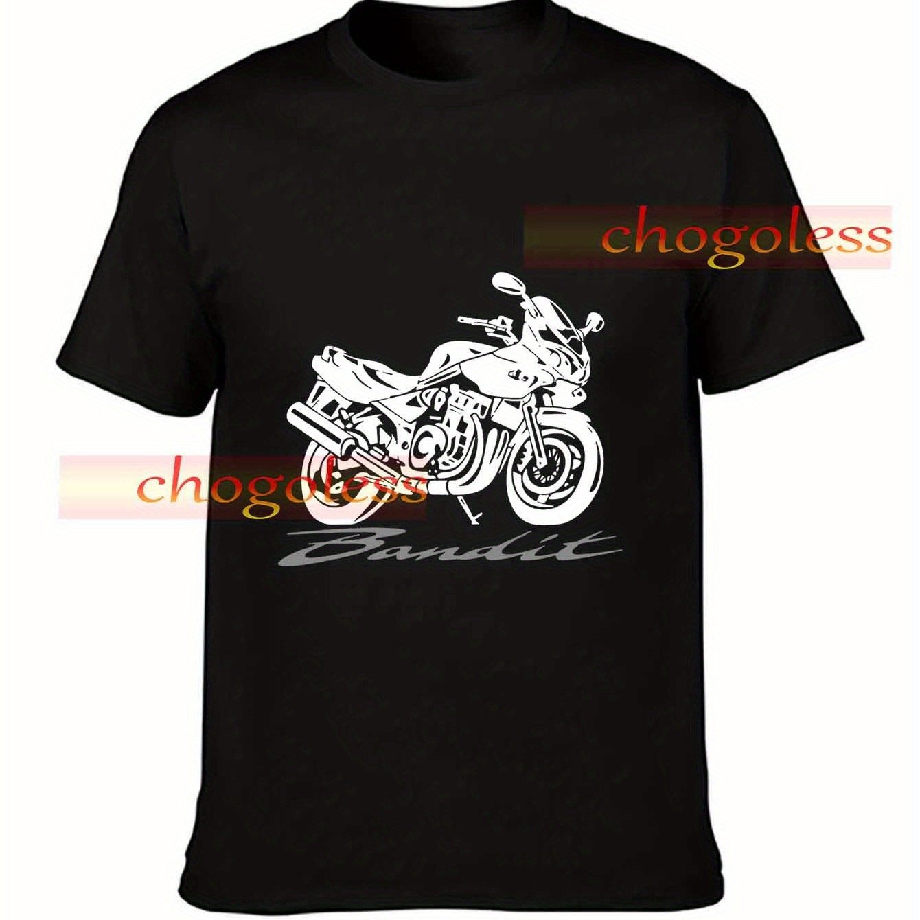 Image of Men's Motorcycle 600/1200/ T-shirt - Cotton Short Sleeve Crew Neck Casual Top With Moto Suz Graphic Print, Comfortable Shirt For Enthusiasts