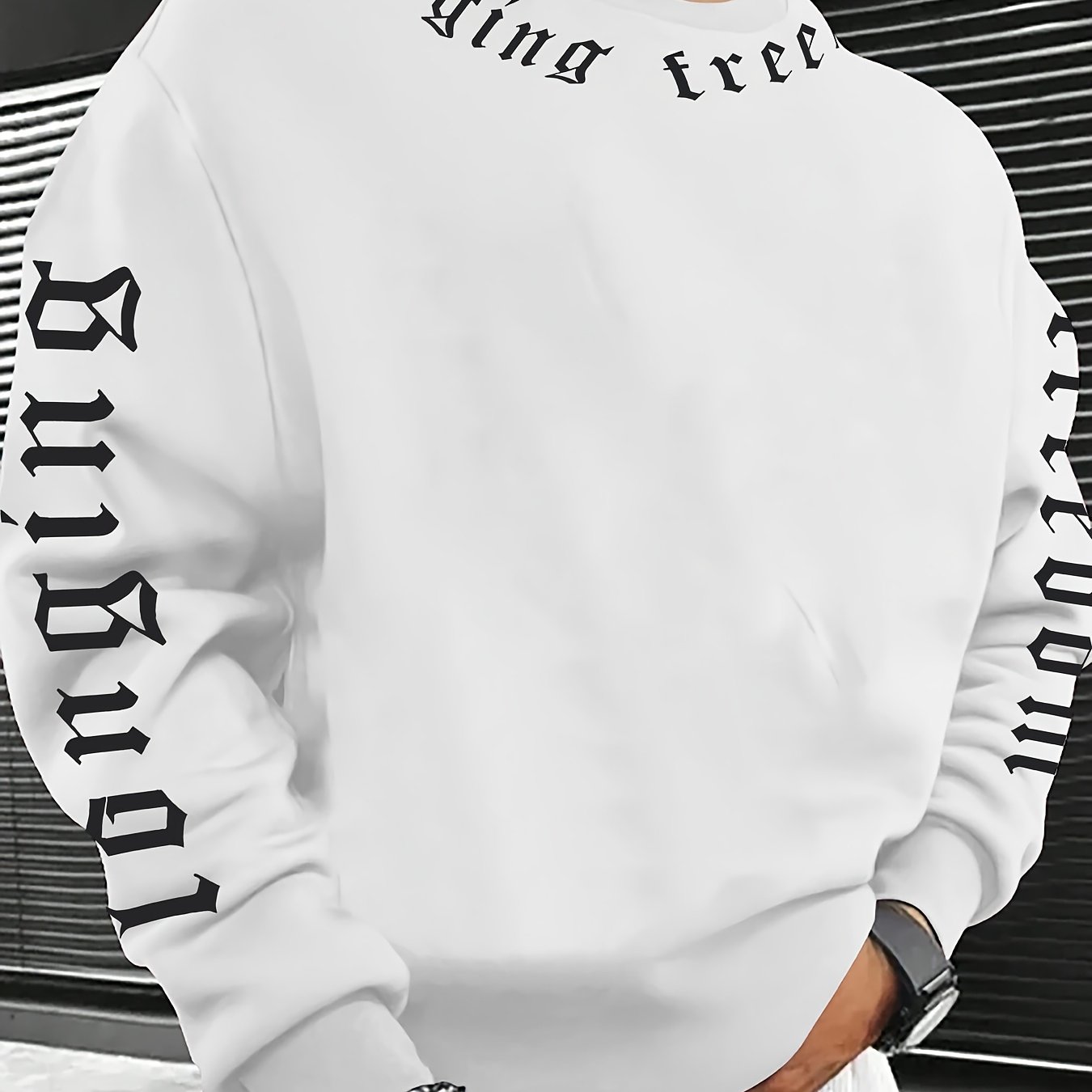 Fashion Printed Crew Neck Hoodie ( )