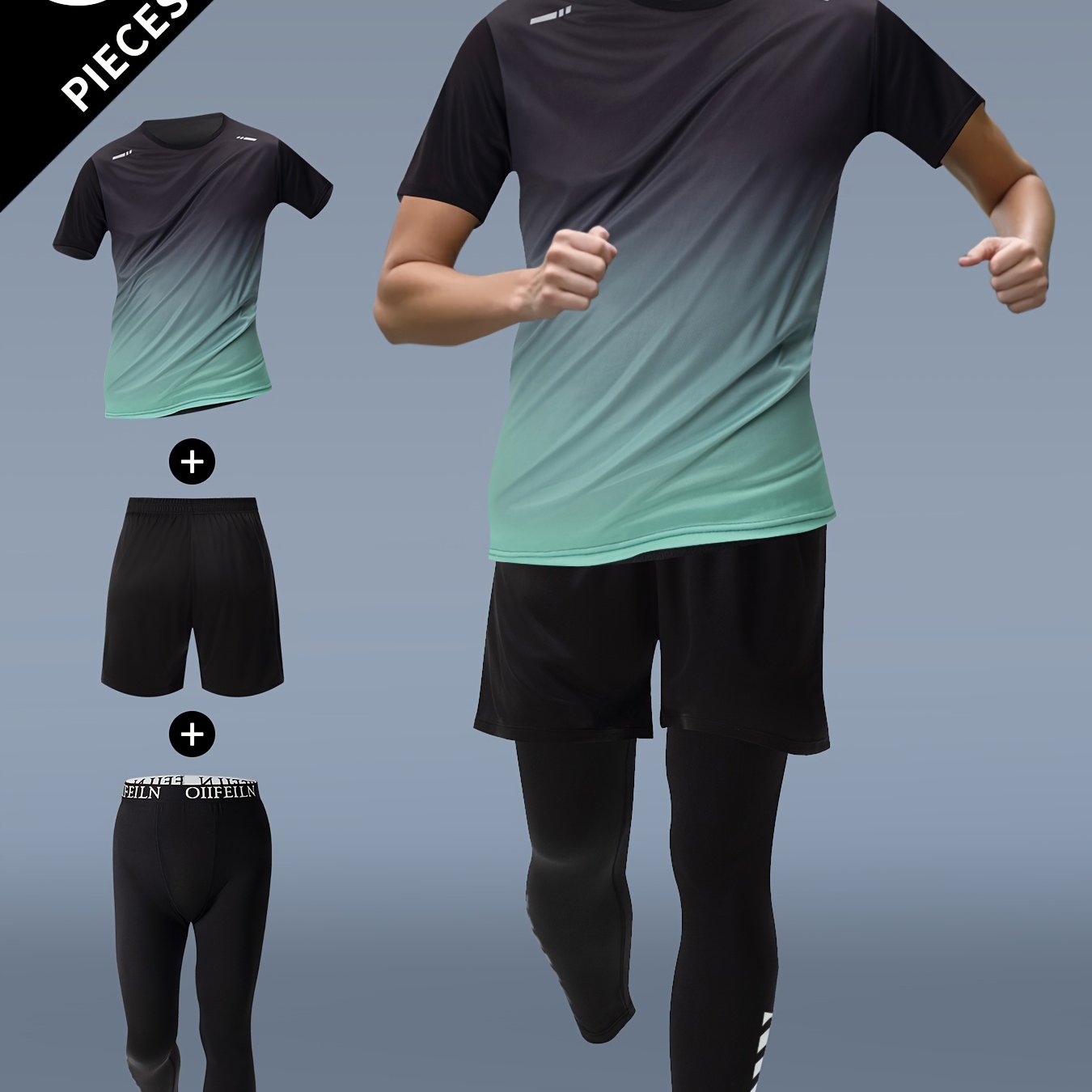 TEMU 3pcs Athletic Outfit Athletic Long Pants Short Sleeve Athletic Shorts Running Short Sleeve T-shirt