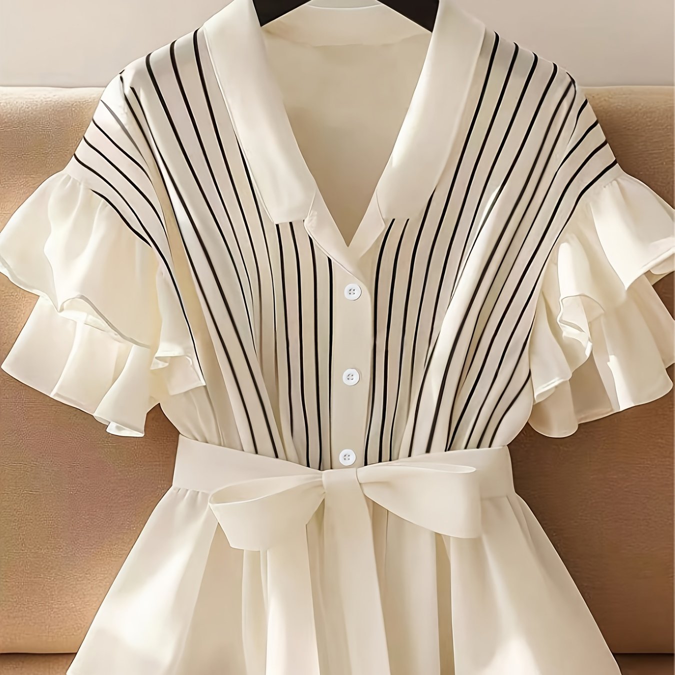 TEMU Women's Casual Striped Short Sleeve Hem Shirt