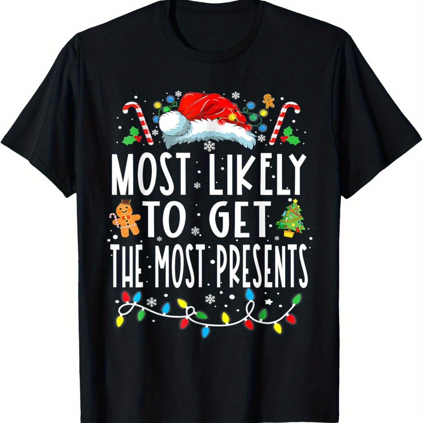 TEMU Most To Get The Most Present Family Christmas Funny T-shirt For Boys Soft Fabric, Breathable, Comfortable Short Sleeve Summer Toddler Boys Shirts Kids