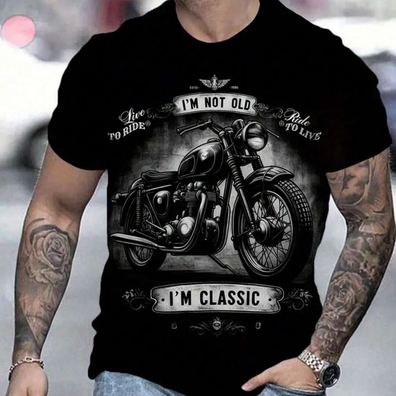 TEMU Men's Outdoor Breathable Round Neck Short Sleeve Summer Top, No Young, Just Classic, Suitable For Daily Wear And Boyfriend Gift, Casual Athletic