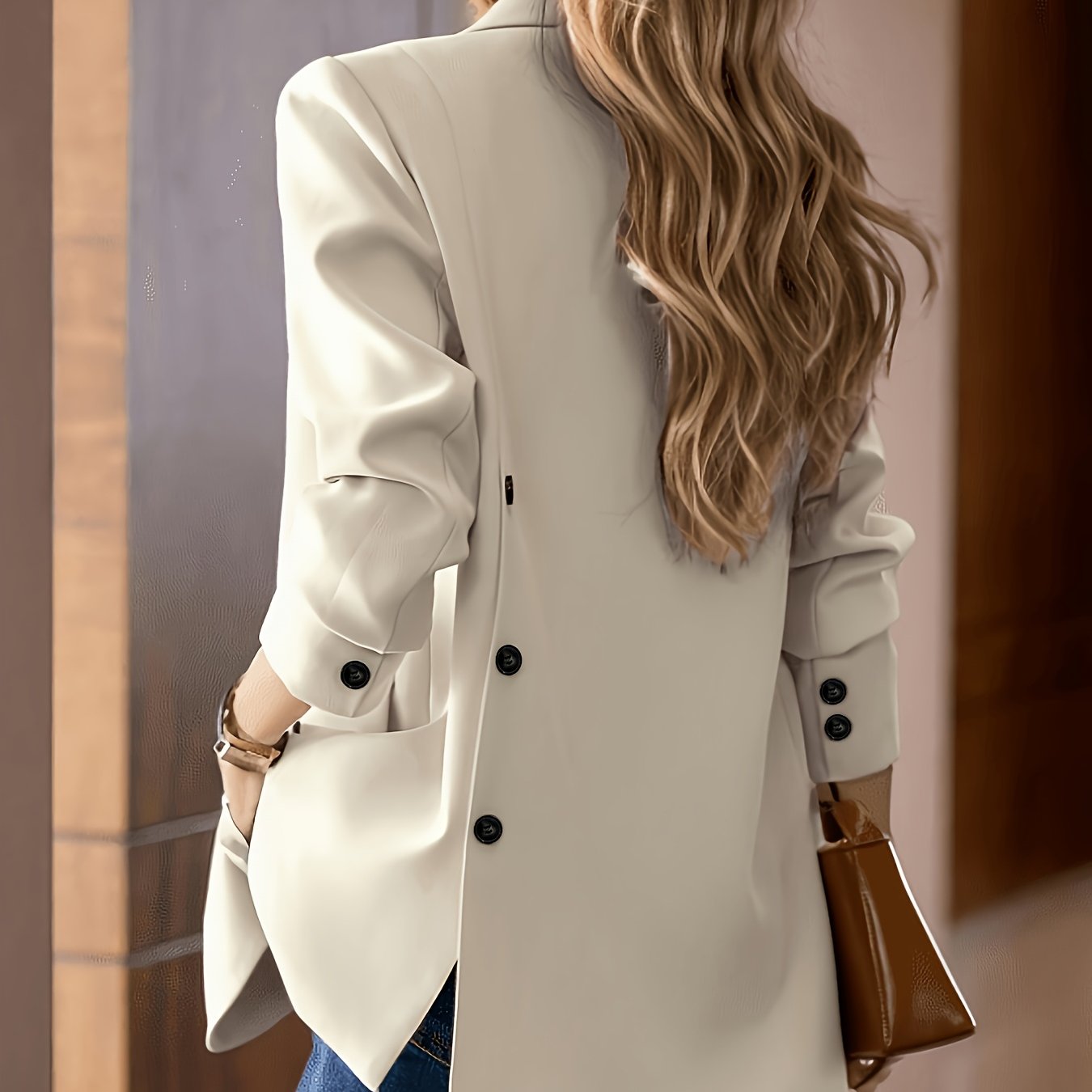 TEMU (asd1) Fashion Women's Elegant Blazer Trendy Casual Back Lapel Suit Coat