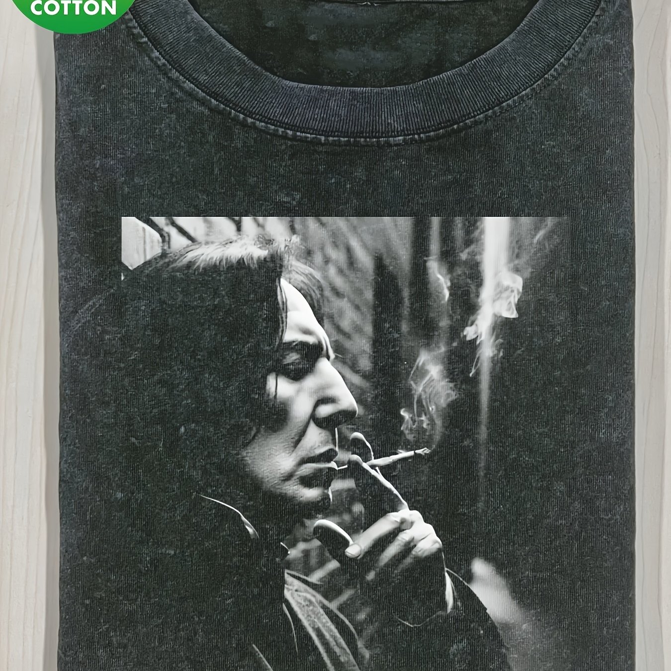 Severus Snape Smoking Black And White Print Washed Men's T-shirt, 230g Pure, Men's Summer Clothing, Vintage Distressed Style, Men's Gift, Casual Outing And Vacation