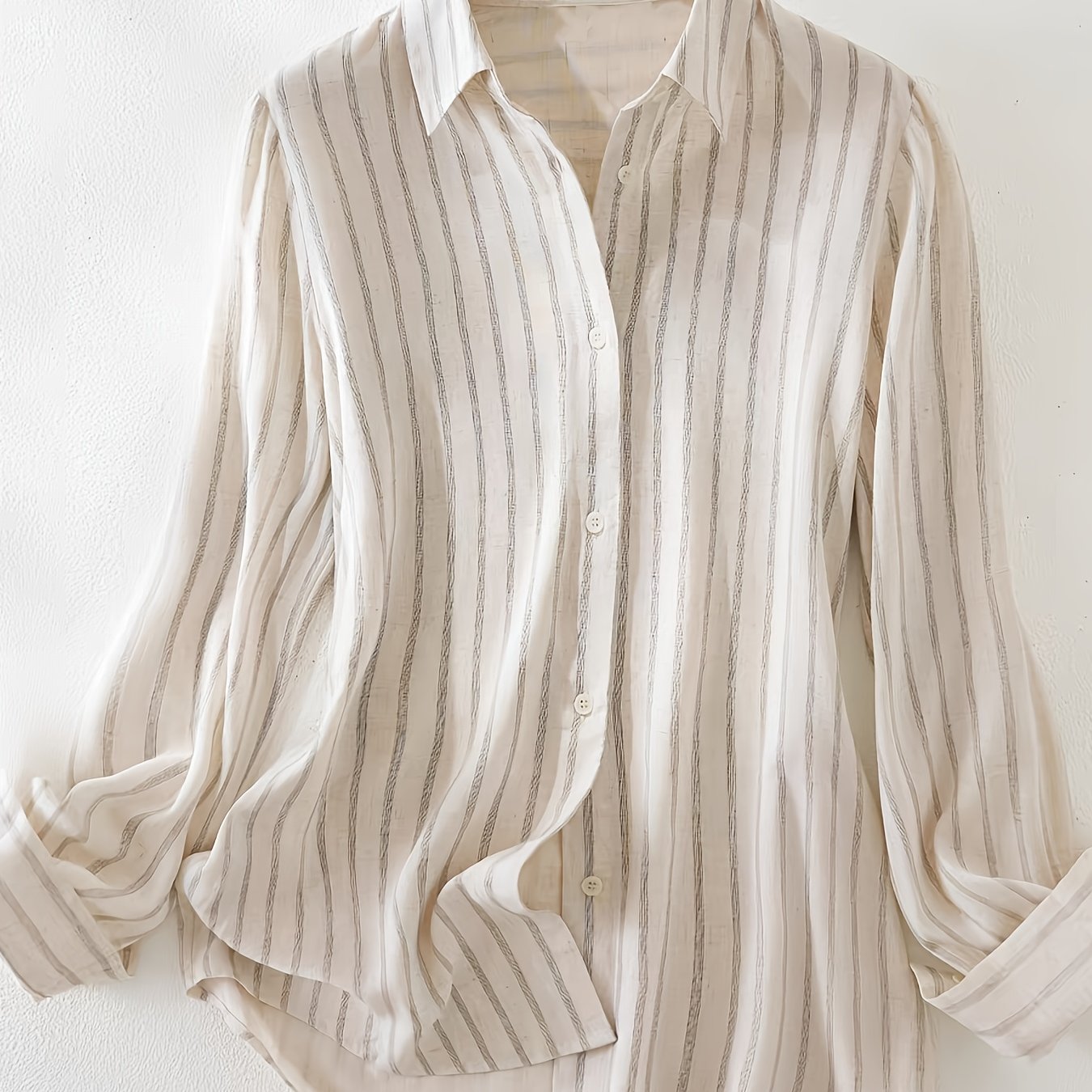 E-shop Frühlings-/Herbstmode Neues Gestreiftes Einreihiges Raglan-Langarmhemd für Damen